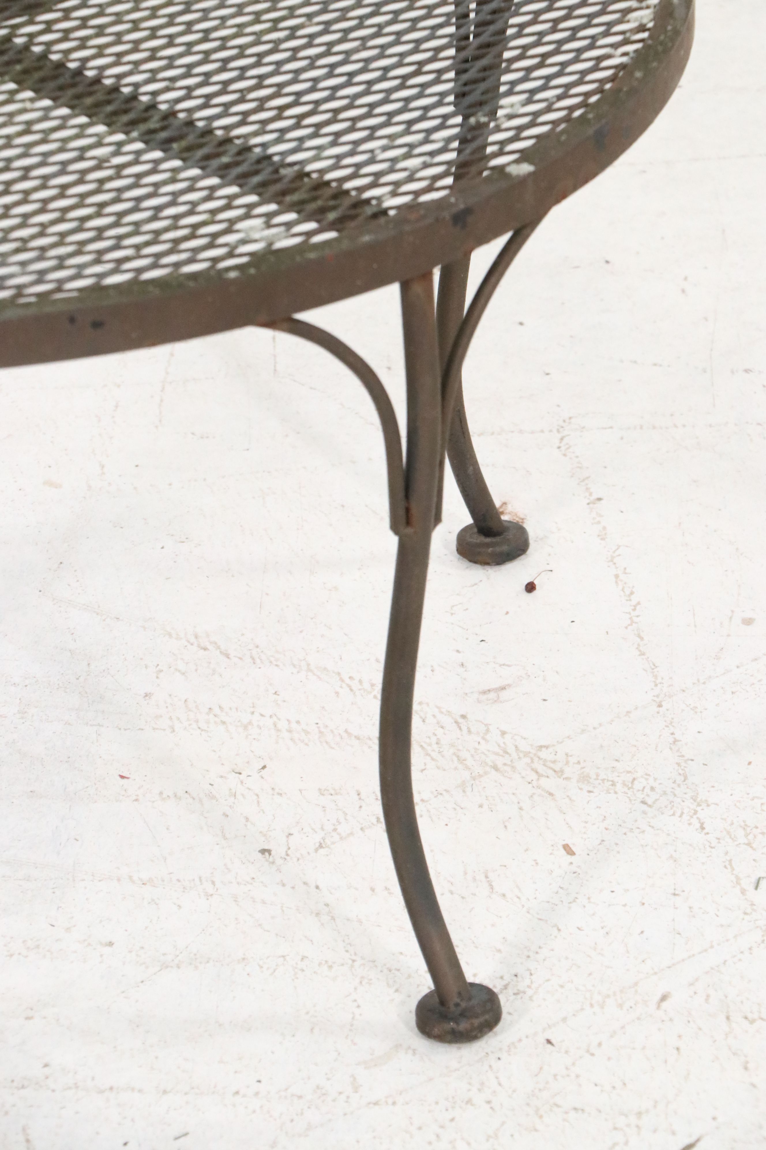 Pair of Wrought Iron Patio Chaise Lounges with Accent Table