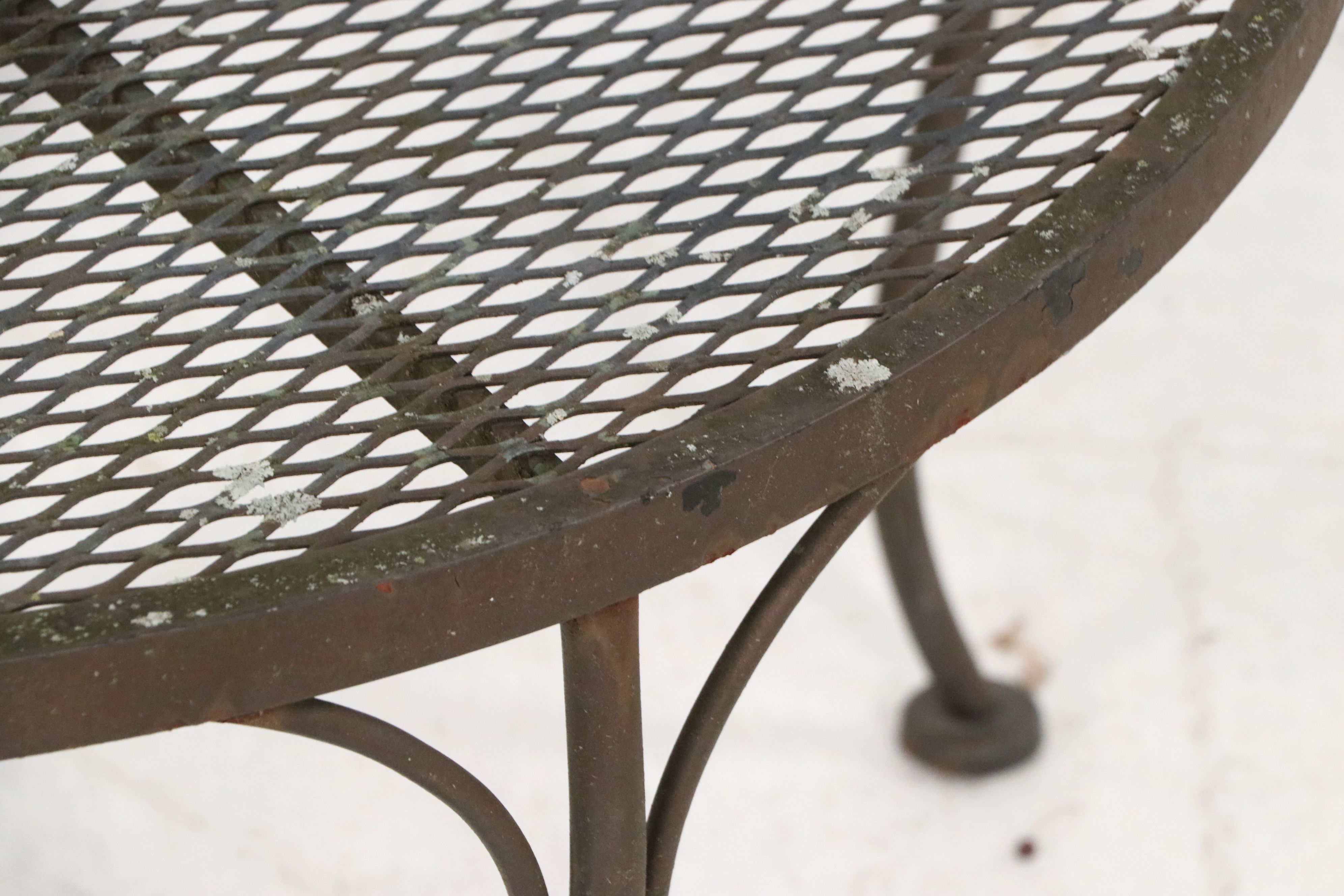 Pair of Wrought Iron Patio Chaise Lounges with Accent Table