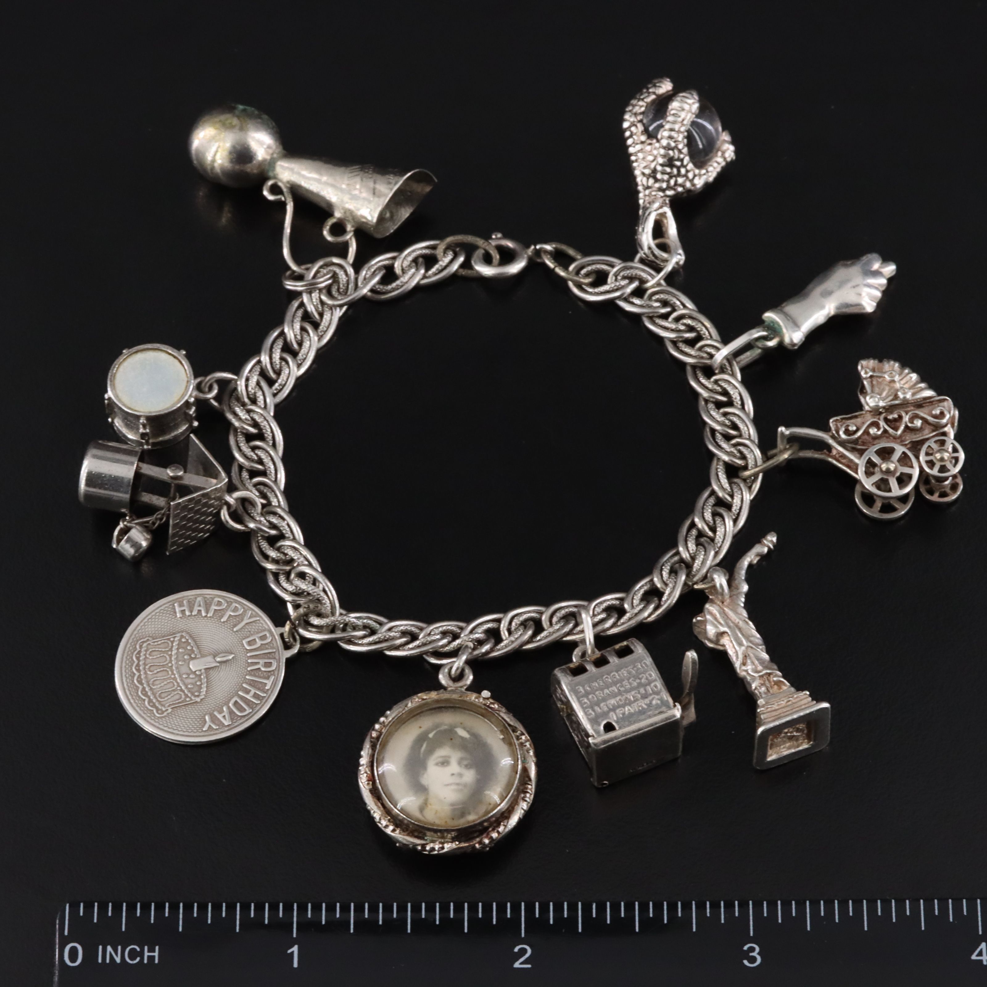 Vintage Charm Bracelets Featuring Sterling, German Themed Charms and 800 Silver