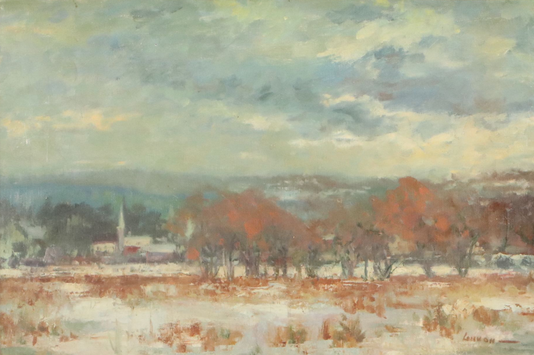 Bernard Lennon Oil Painting "Along the Housatonic," 1961