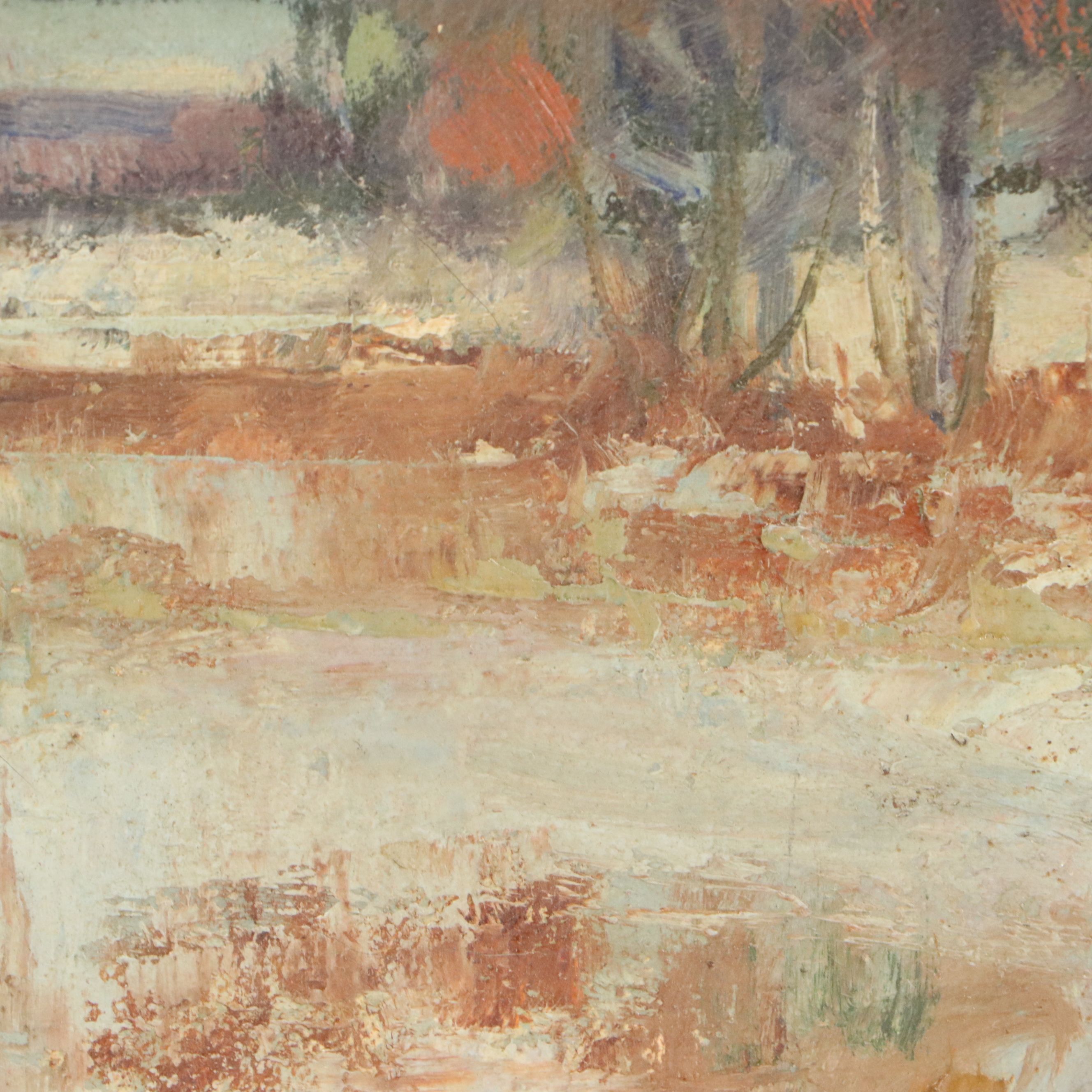 Bernard Lennon Oil Painting "Along the Housatonic," 1961