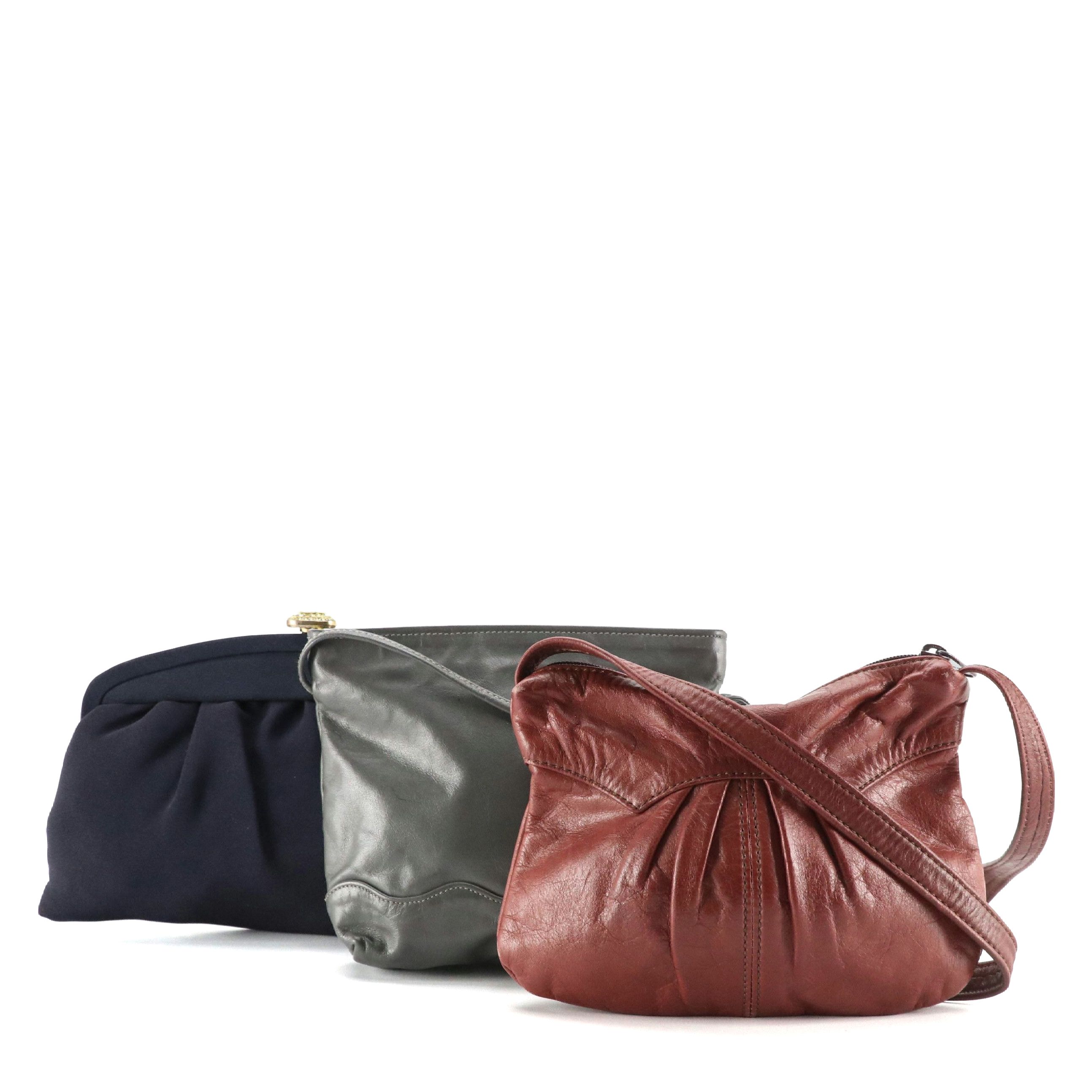 Mr. Leather and Other Gray and Brown Leather Shoulder Bags with H1 Clutch