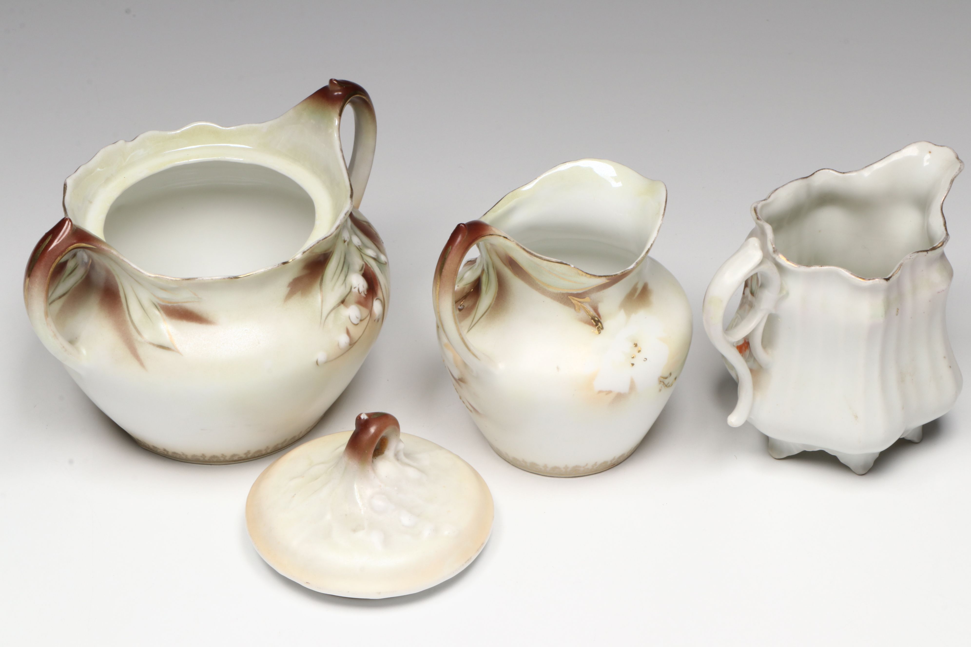 Reinhold Schlegelmilch Floral Porcelain Sugar and Creamer with Other Tableware