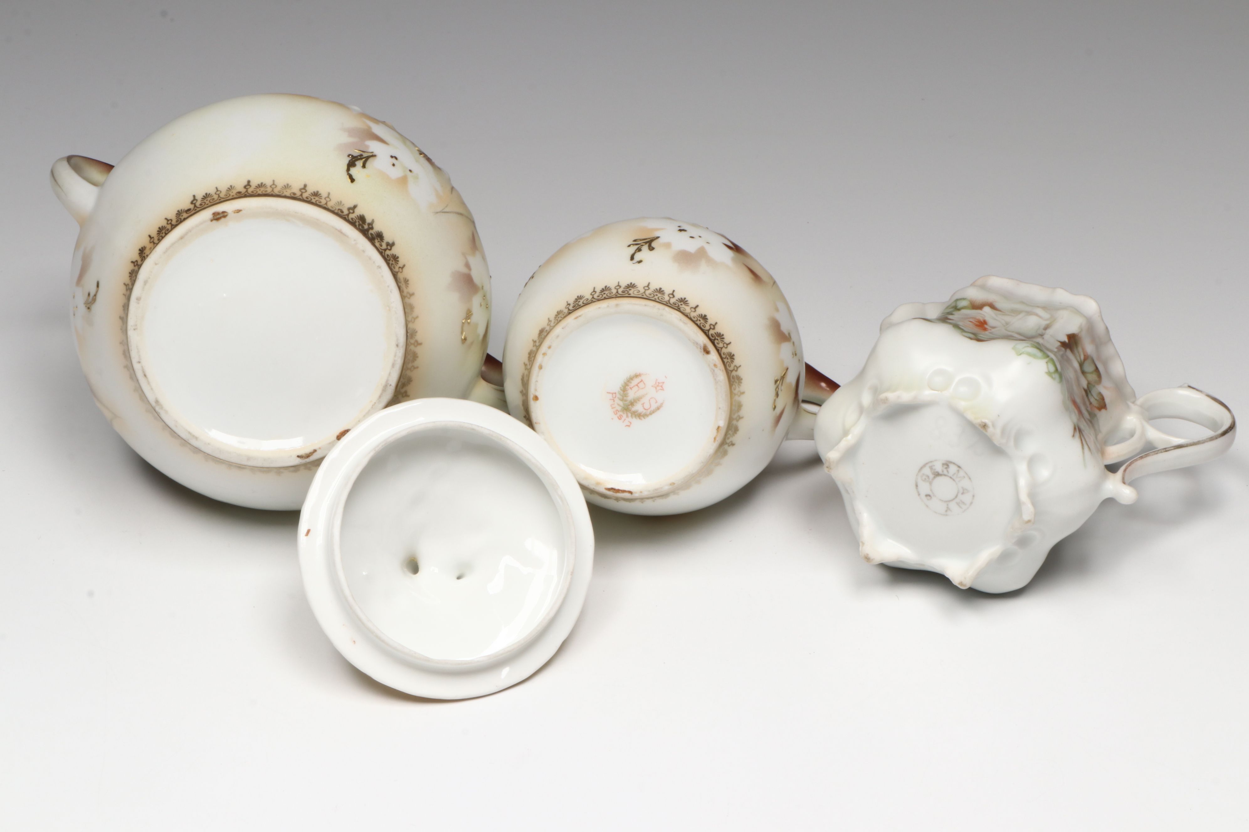 Reinhold Schlegelmilch Floral Porcelain Sugar and Creamer with Other Tableware
