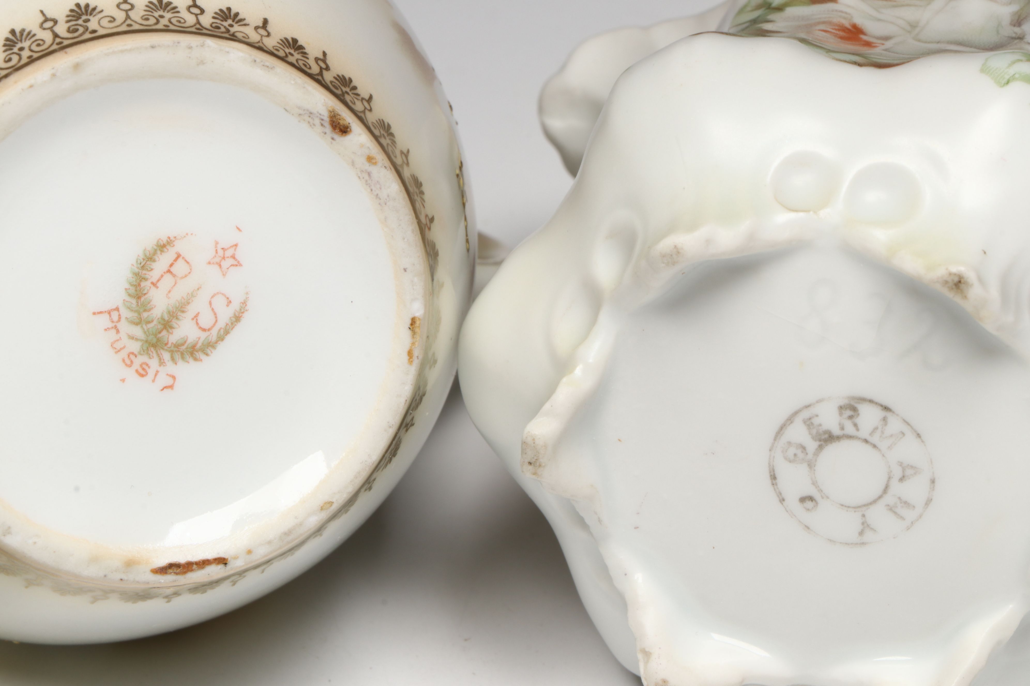 Reinhold Schlegelmilch Floral Porcelain Sugar and Creamer with Other Tableware