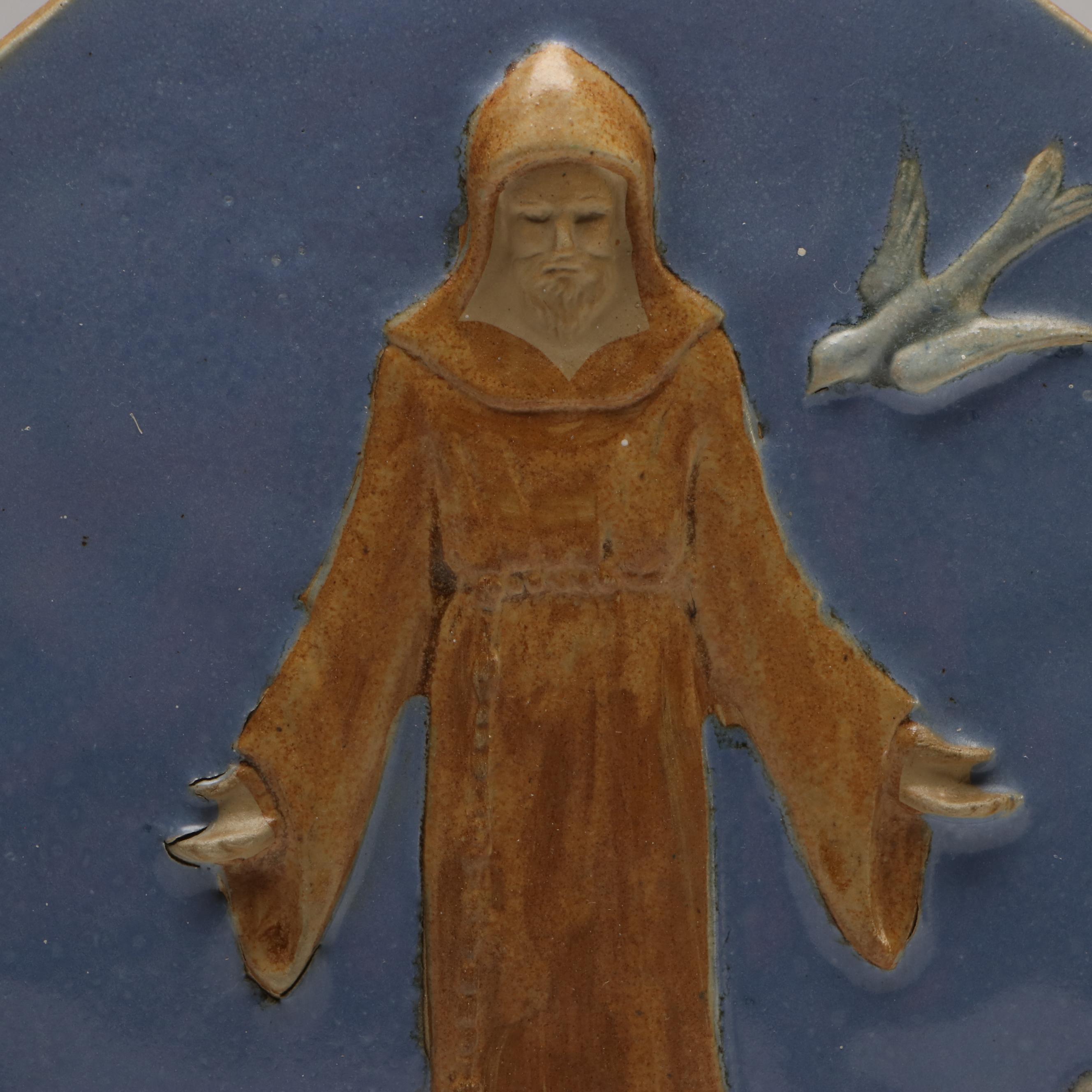 Attr. Rookwood Pottery Saint Francis of Assisi Ceramic Plaque