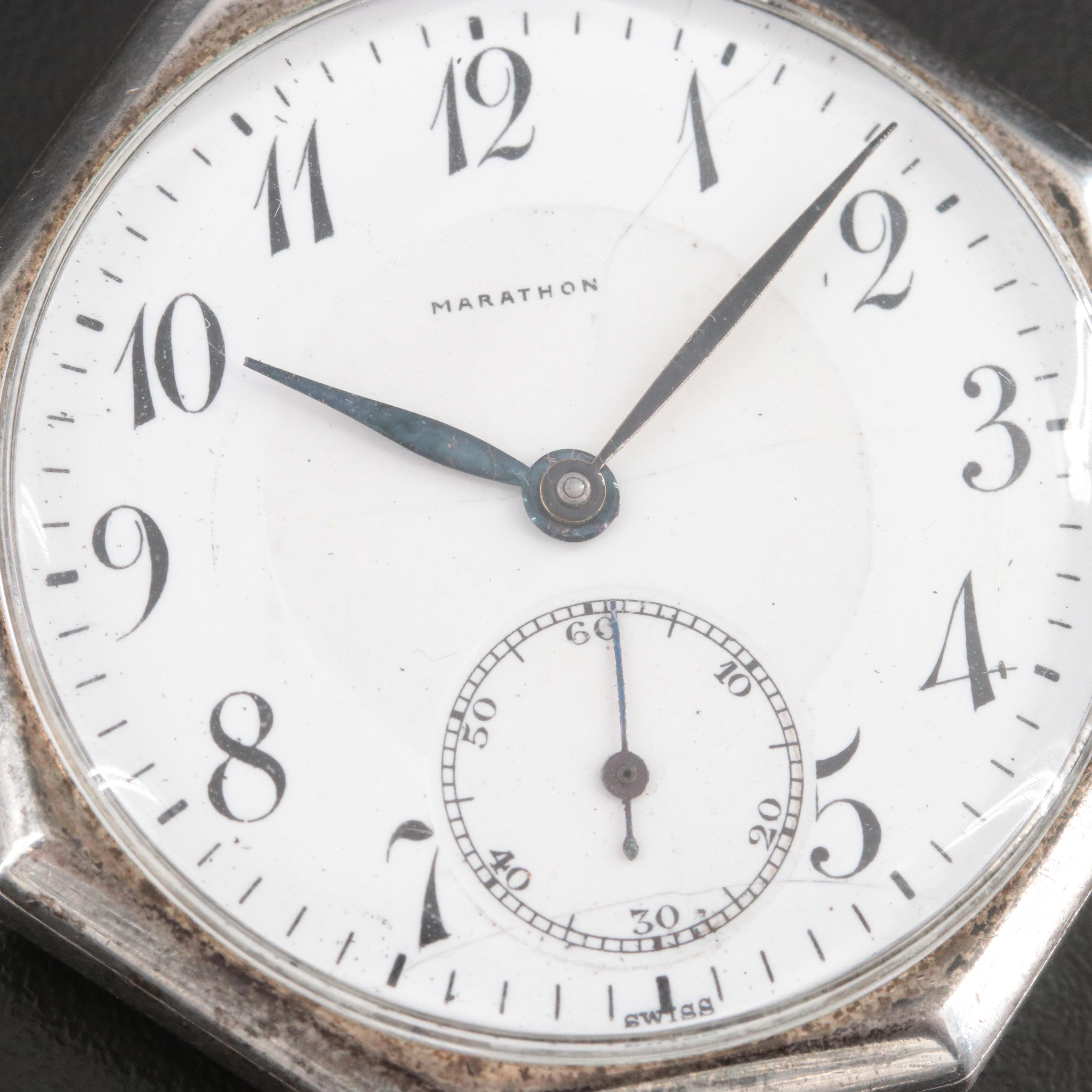Marathon Sterling Silver Octagon Pocket Watch