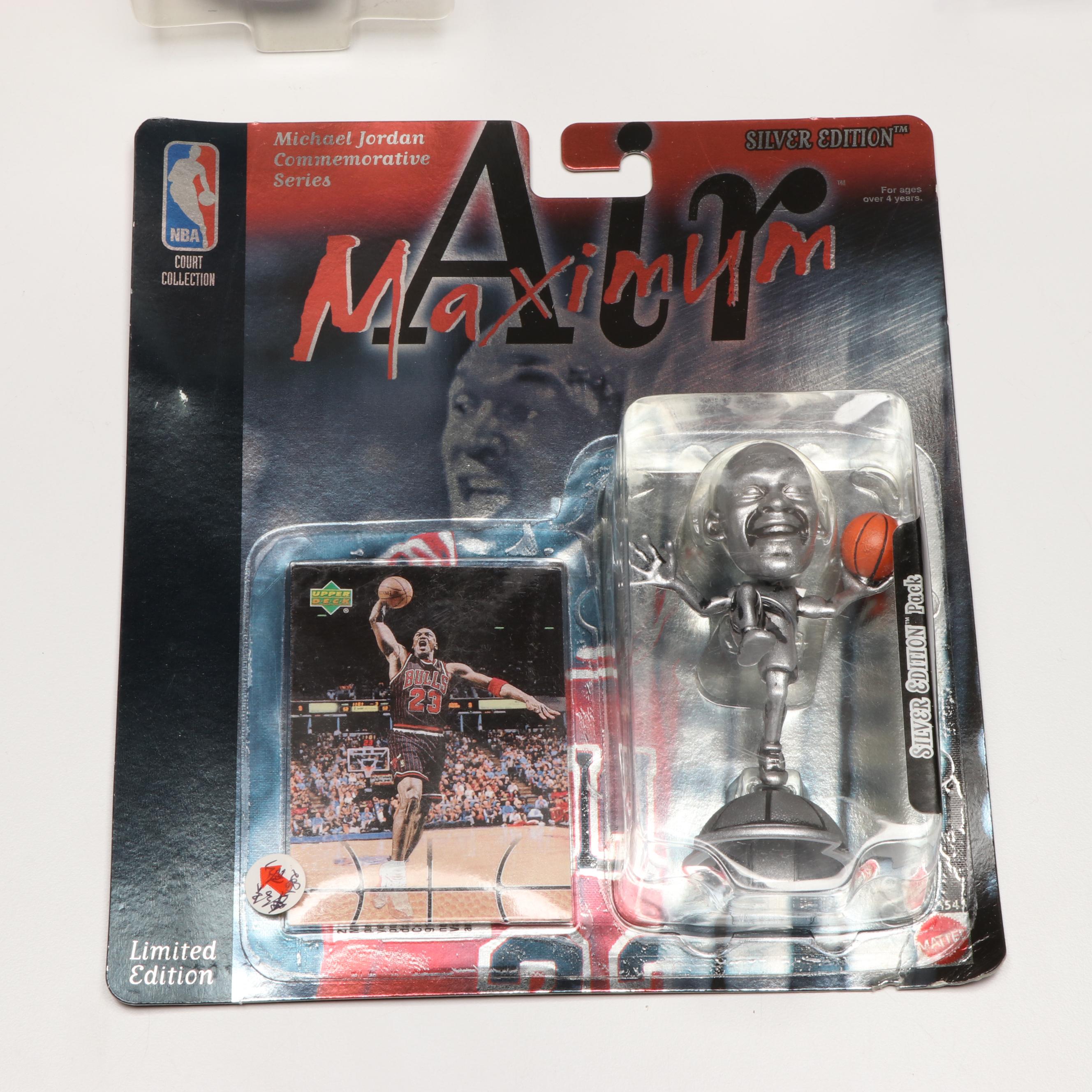 Mattel Michael Jordan Court Collection Action Figures and Trading Cards