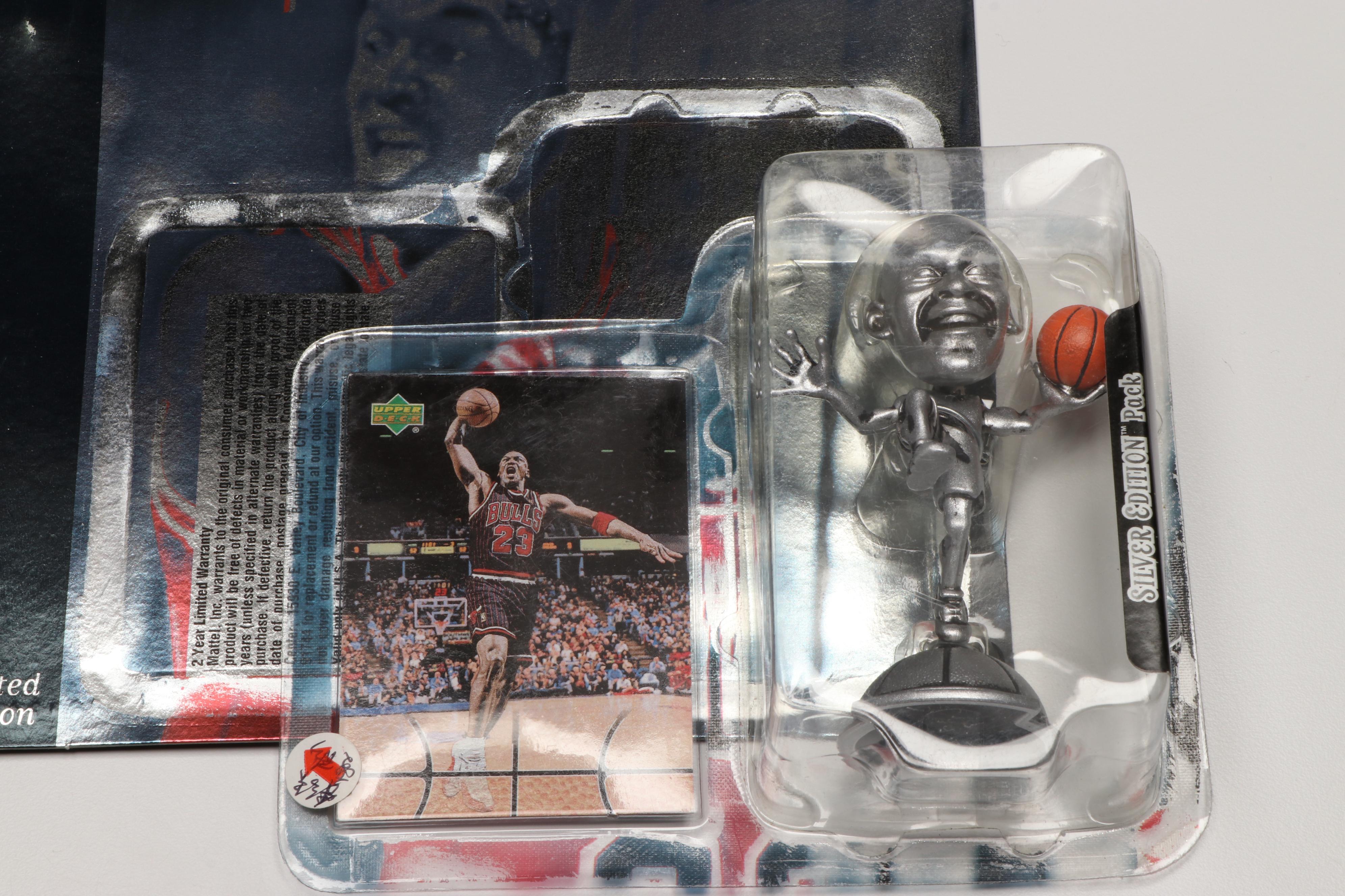 Mattel Michael Jordan Court Collection Action Figures and Trading Cards