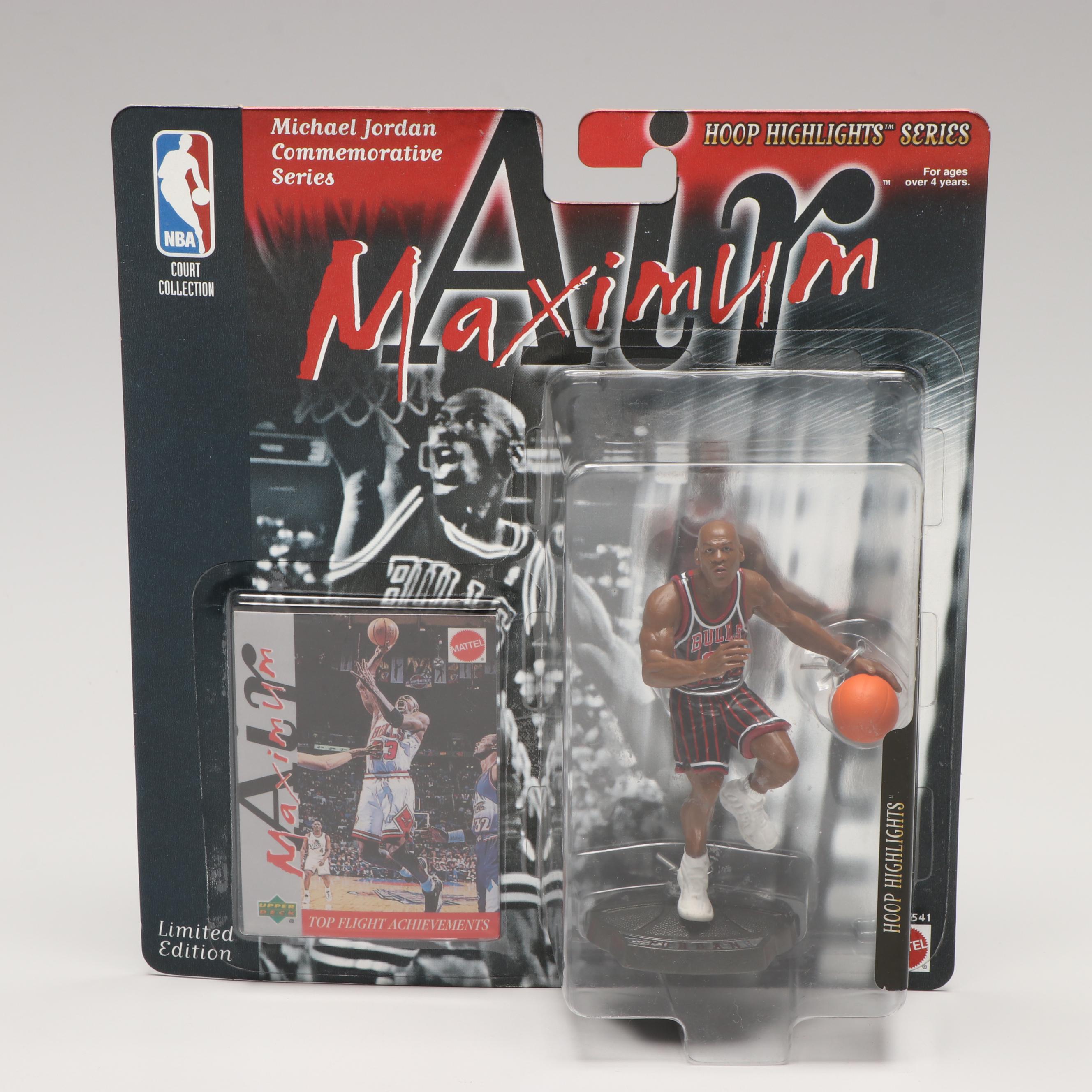 Mattel Michael Jordan Court Collection Action Figures and Trading Cards