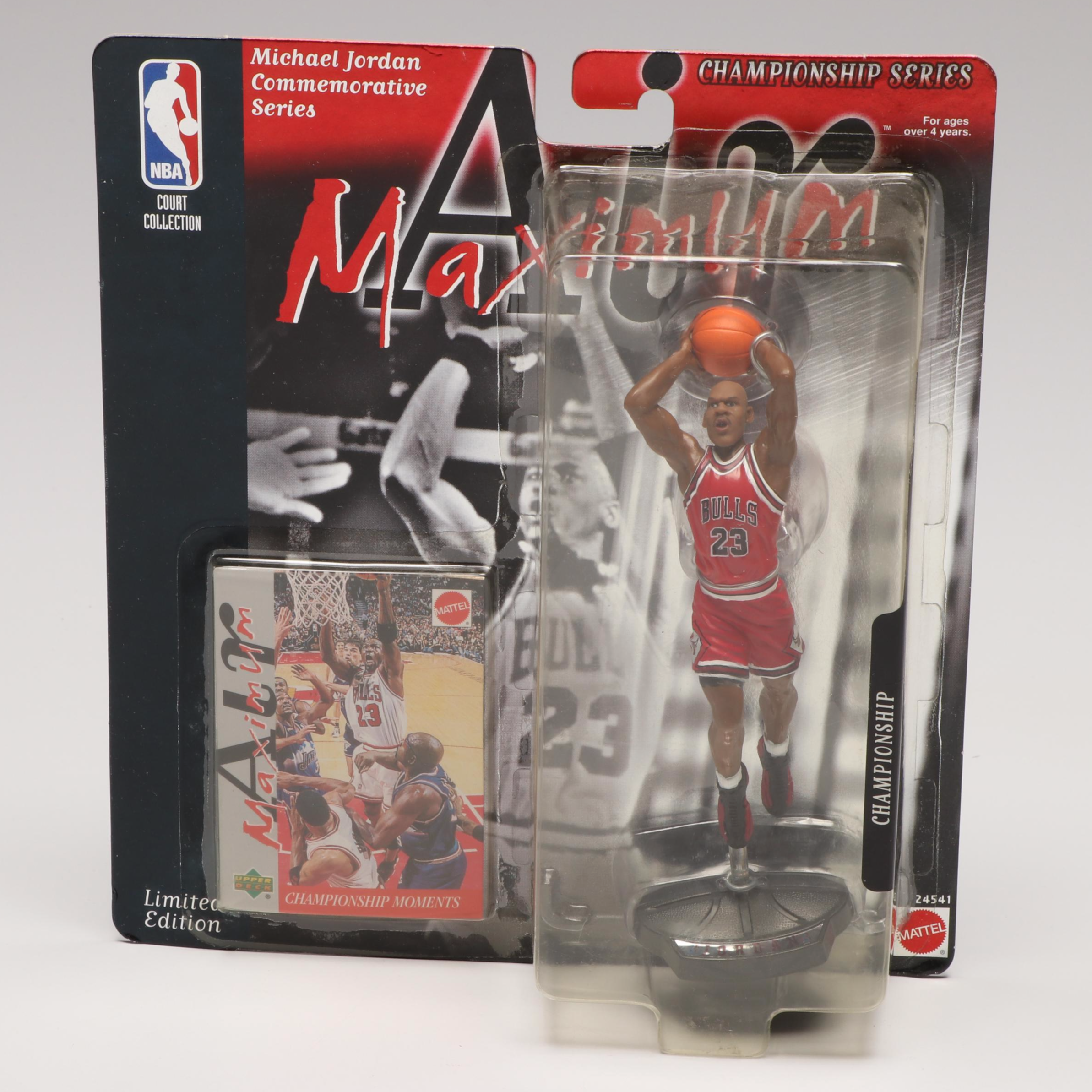 Mattel Michael Jordan Court Collection Action Figures and Trading Cards