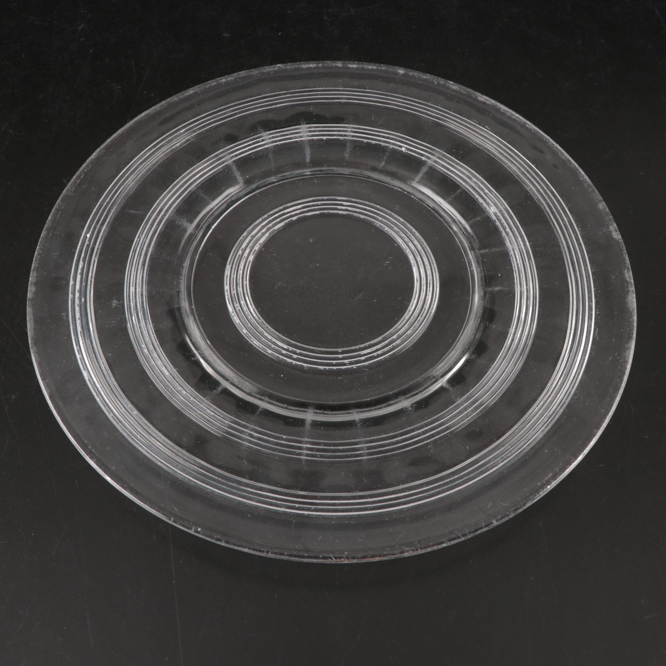 Vintage Banded Glass Plates with Rainbow Iridescent and Other Glass Tableware