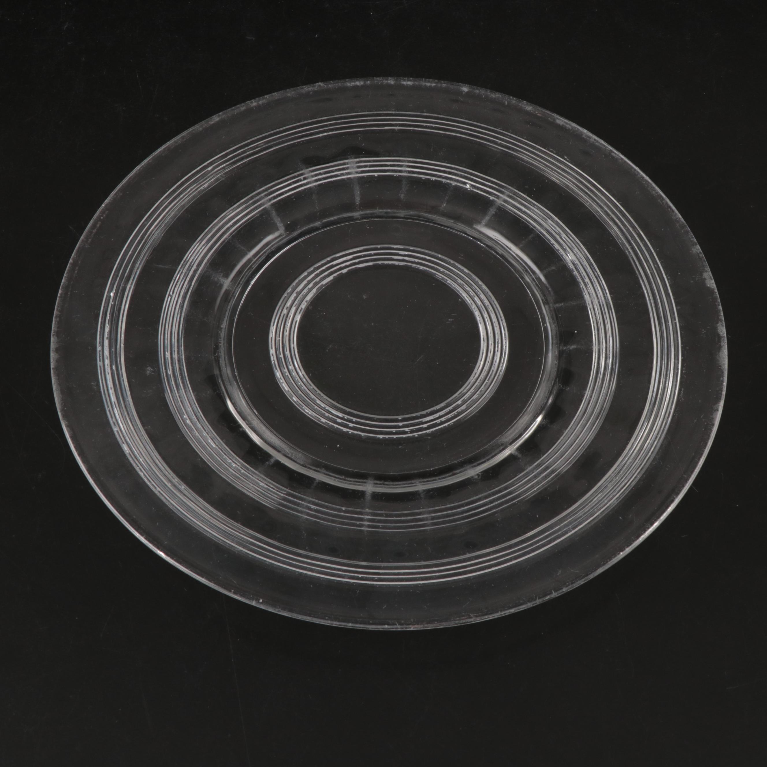 Vintage Banded Glass Plates with Rainbow Iridescent and Other Glass Tableware