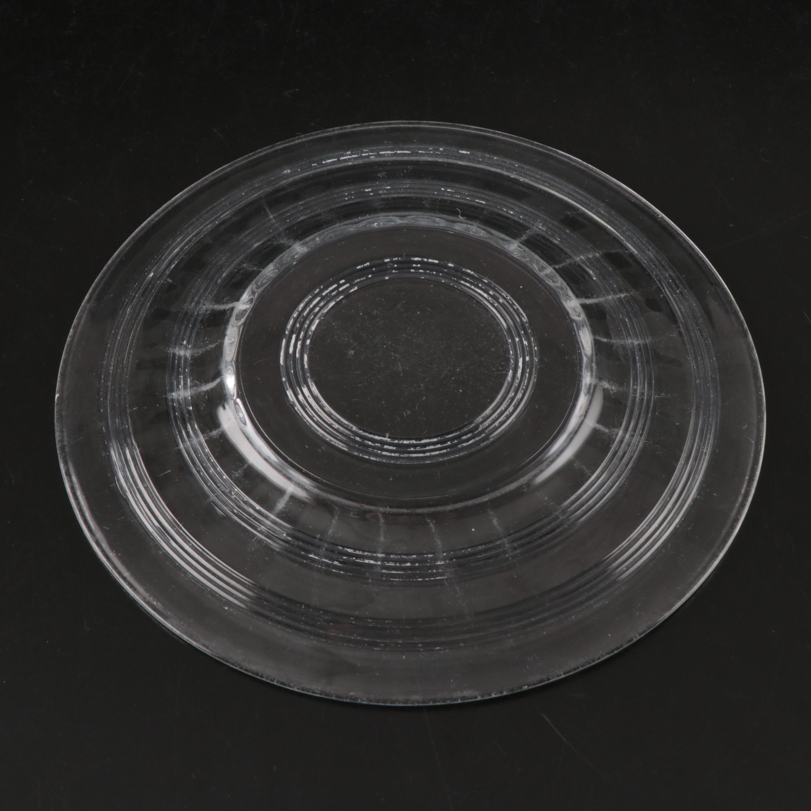 Vintage Banded Glass Plates with Rainbow Iridescent and Other Glass Tableware