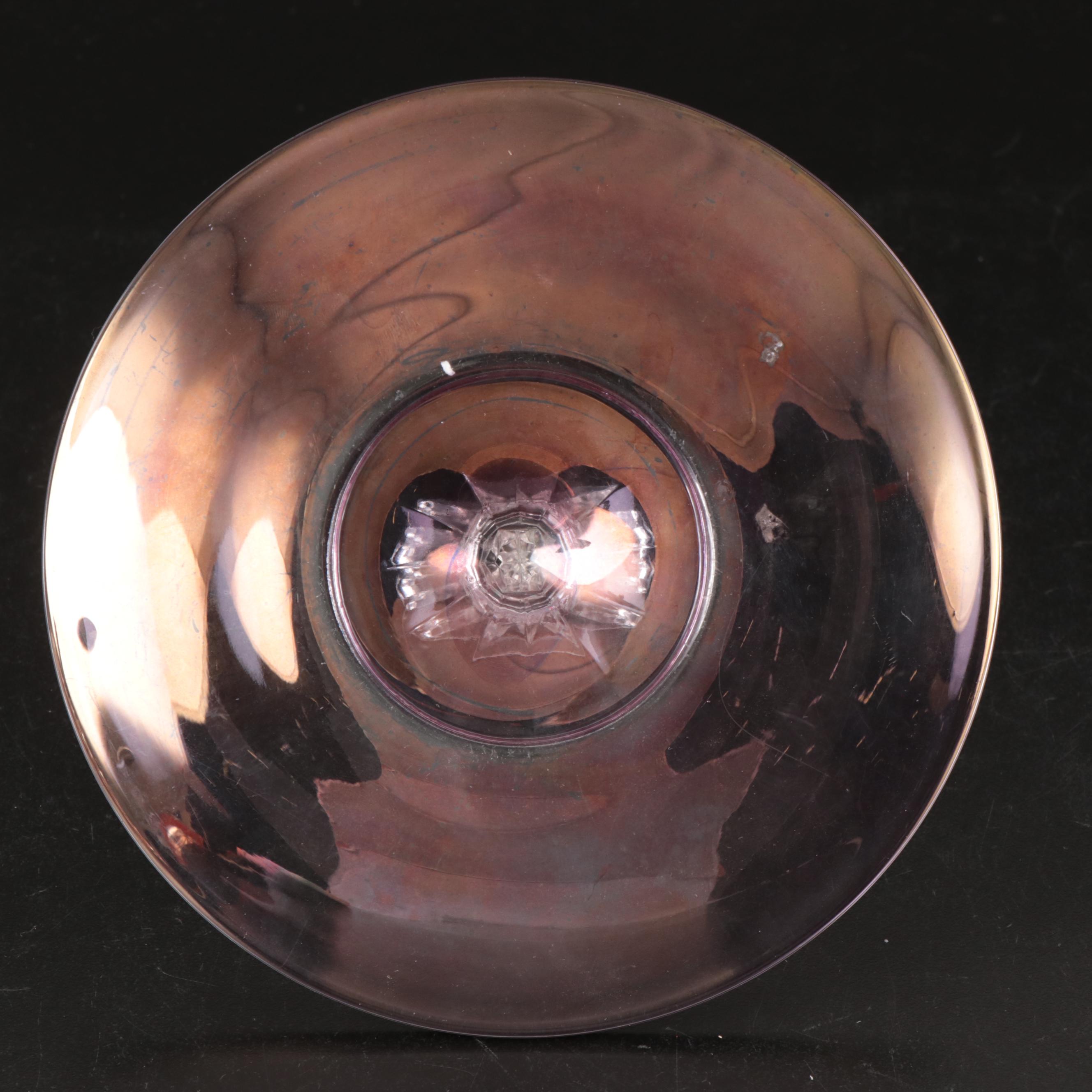 Vintage Banded Glass Plates with Rainbow Iridescent and Other Glass Tableware