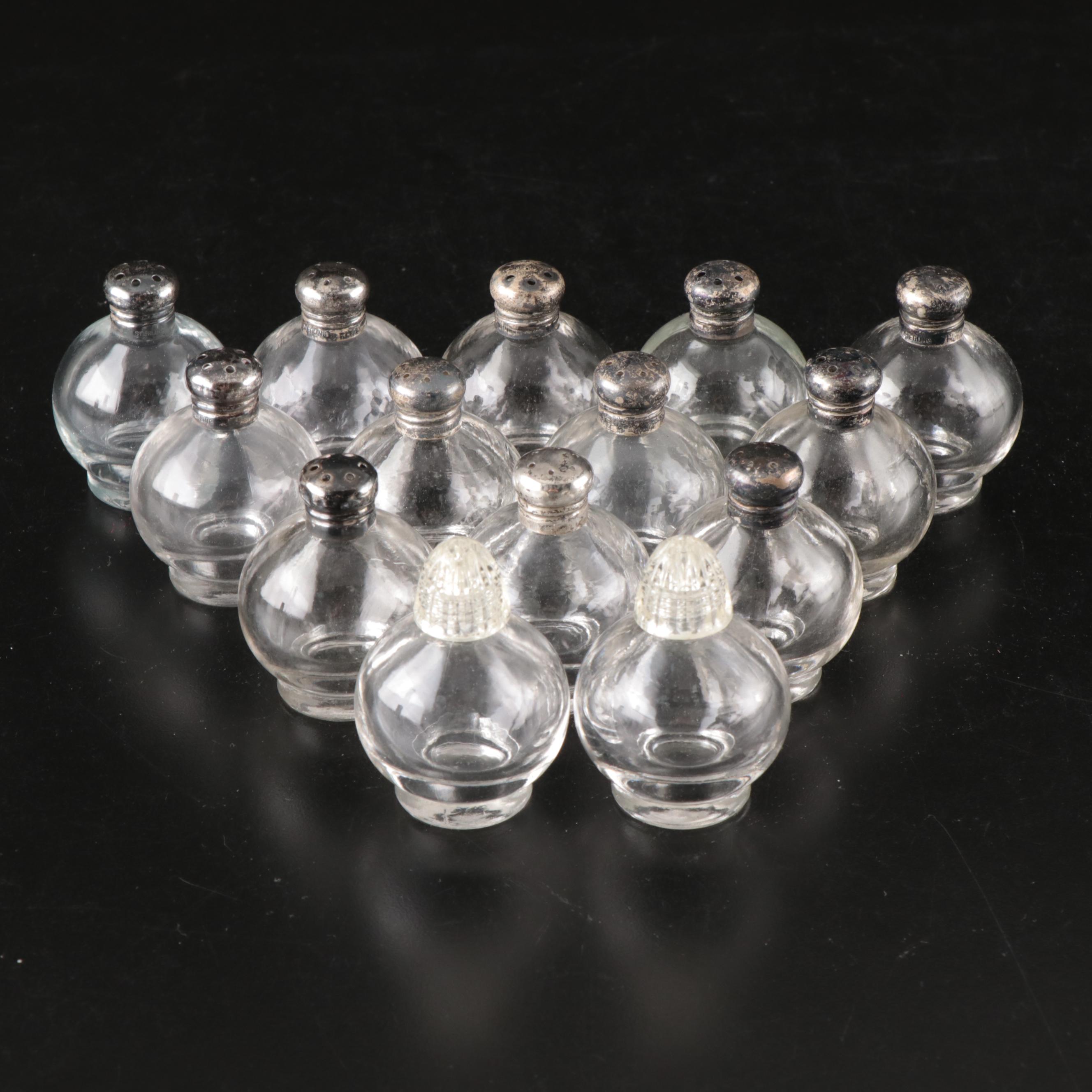 Vintage Banded Glass Plates with Rainbow Iridescent and Other Glass Tableware