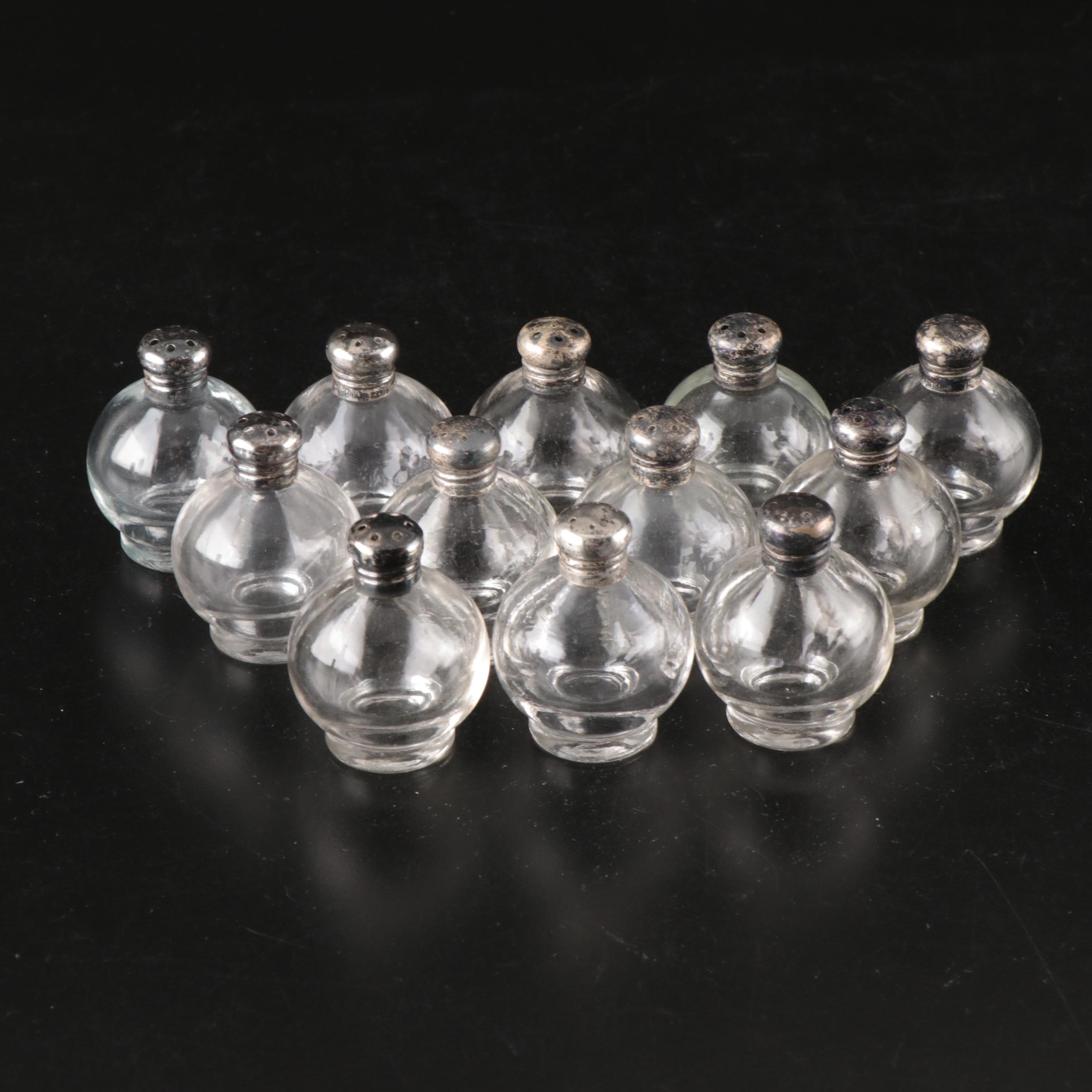 Vintage Banded Glass Plates with Rainbow Iridescent and Other Glass Tableware