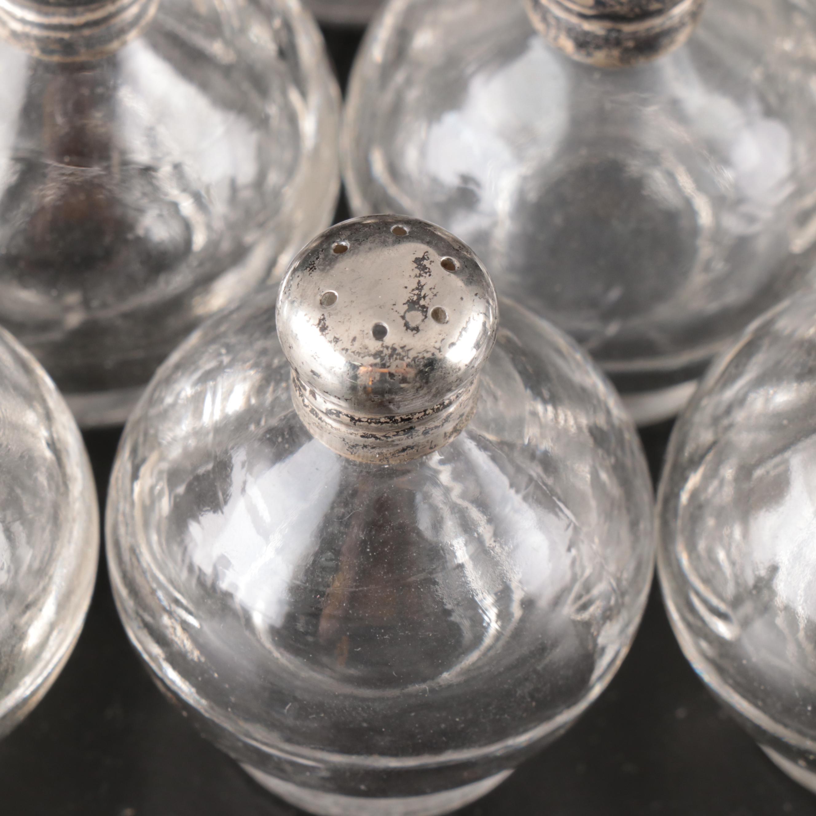 Vintage Banded Glass Plates with Rainbow Iridescent and Other Glass Tableware