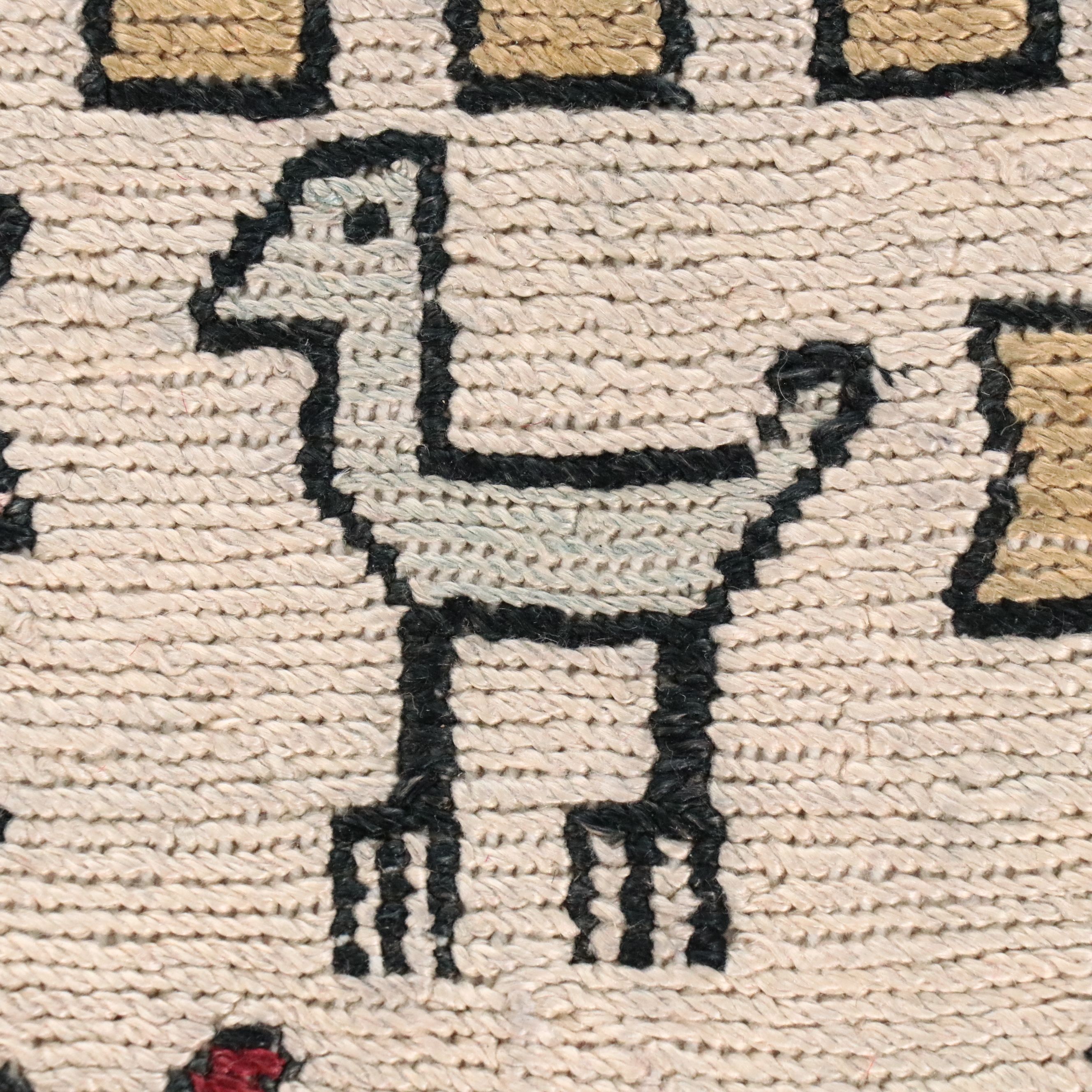 4'3 x 6'3 Hand-Knotted Caucasian Lenkoran Style Soumak Weave Area Rug