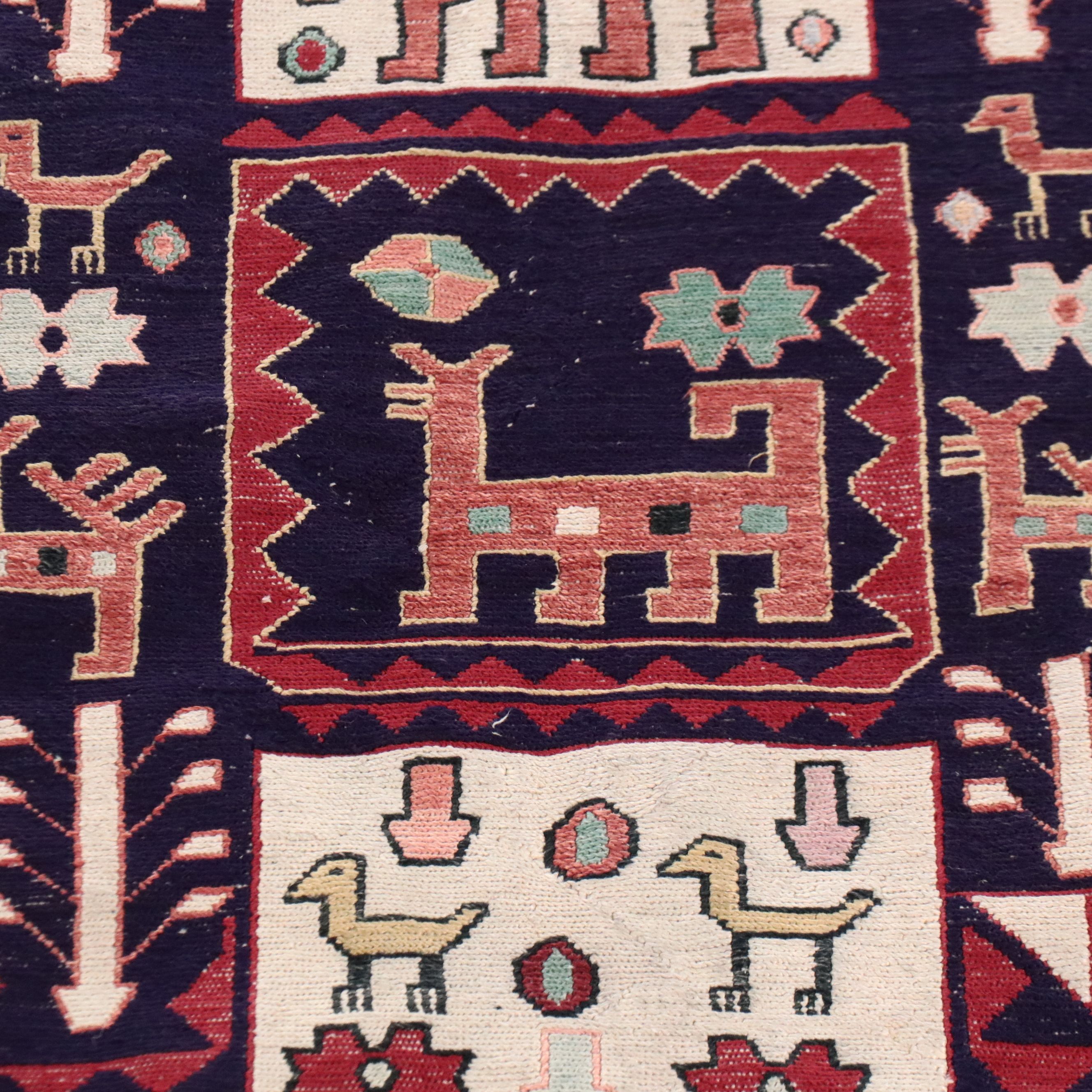 4'3 x 6'3 Hand-Knotted Caucasian Lenkoran Style Soumak Weave Area Rug