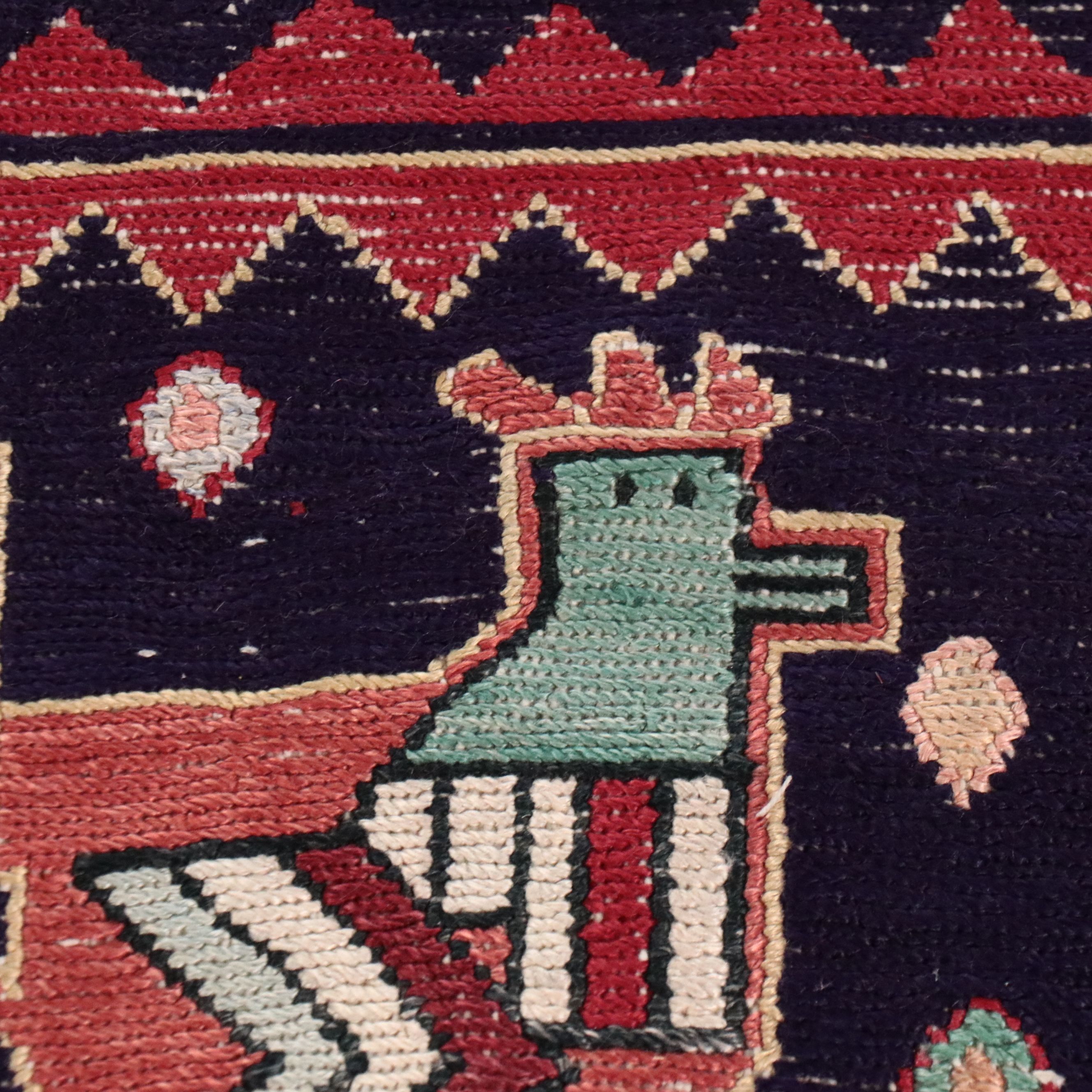 4'3 x 6'3 Hand-Knotted Caucasian Lenkoran Style Soumak Weave Area Rug