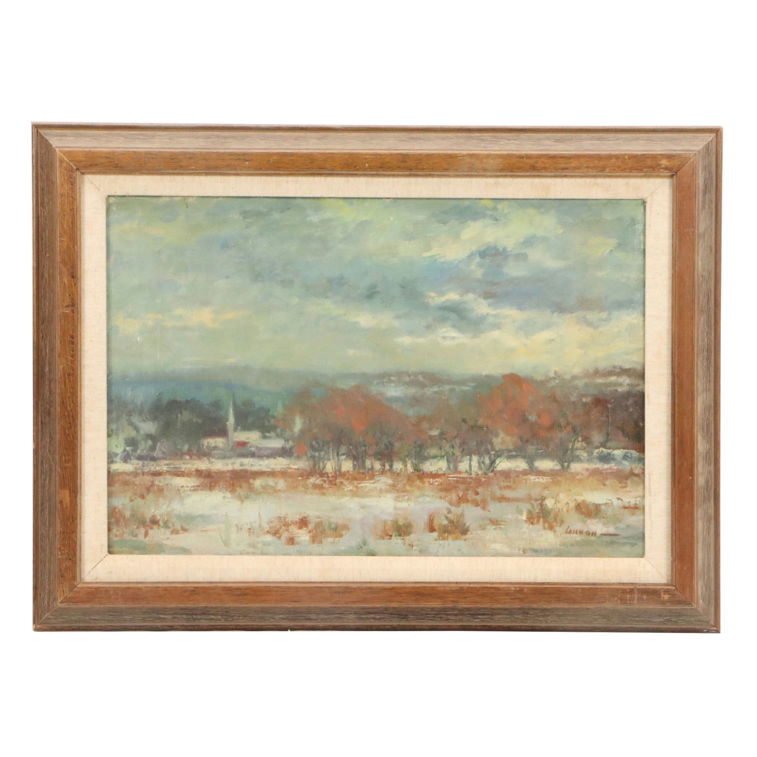 Bernard Lennon Oil Painting "Along the Housatonic," 1961