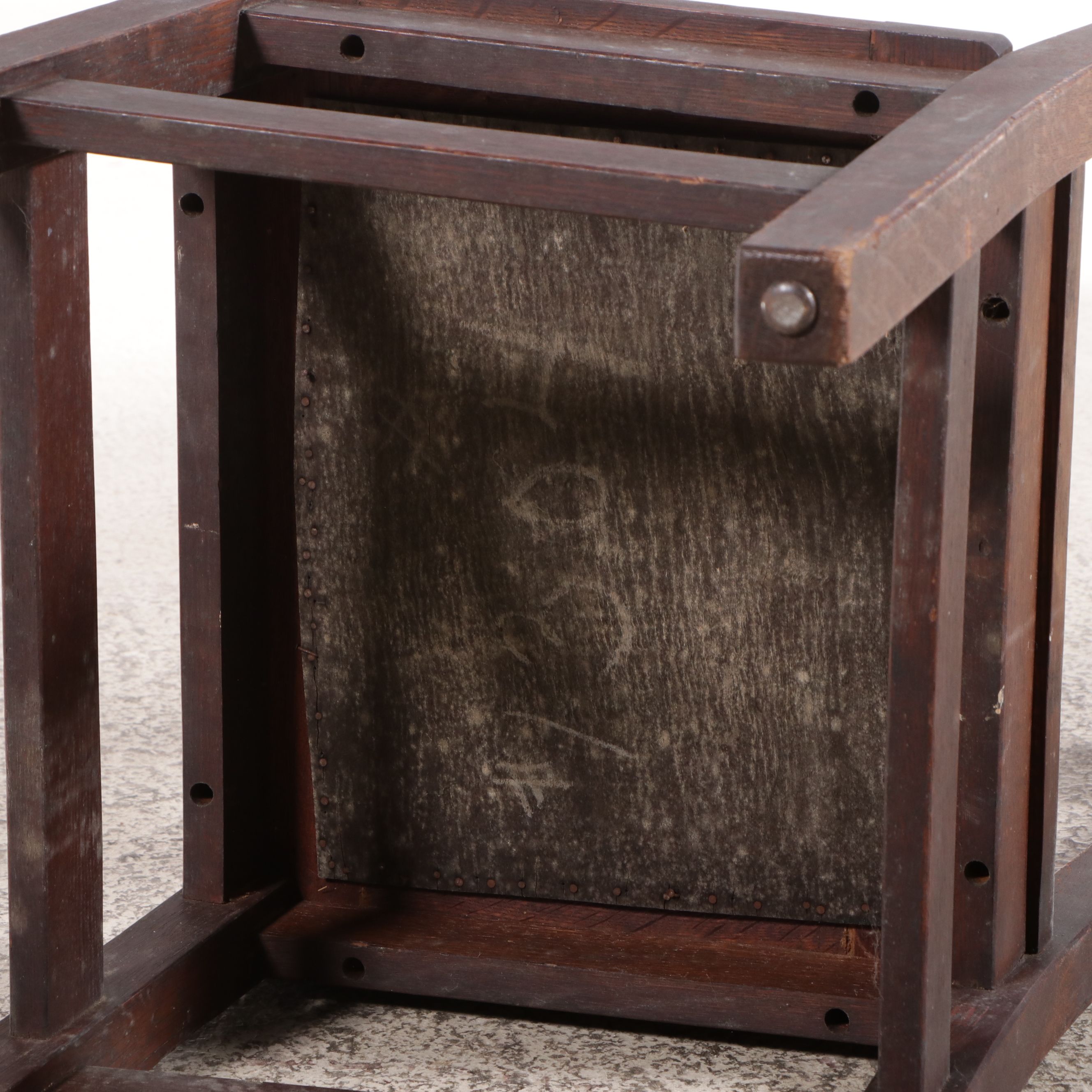 Arts & Crafts Oak and Leather Side Chair, Early 20th Century