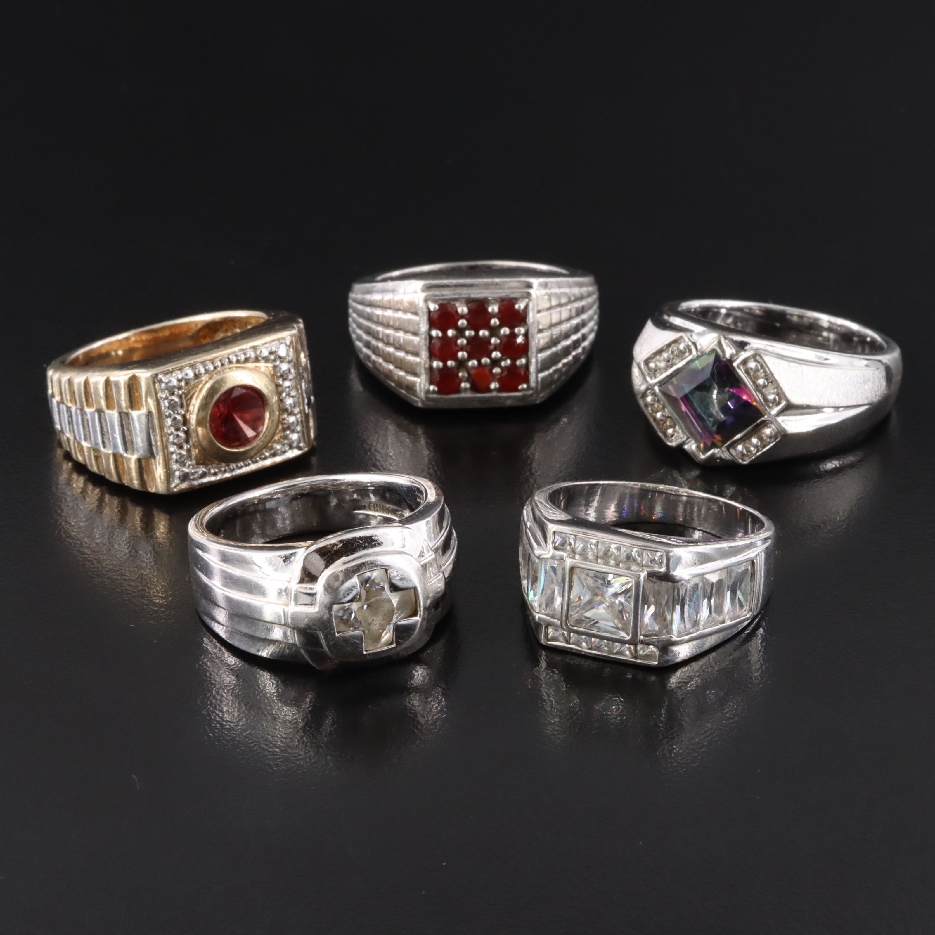 Sterling Ring Collection Featuring CZ, Topaz and Fire Opal