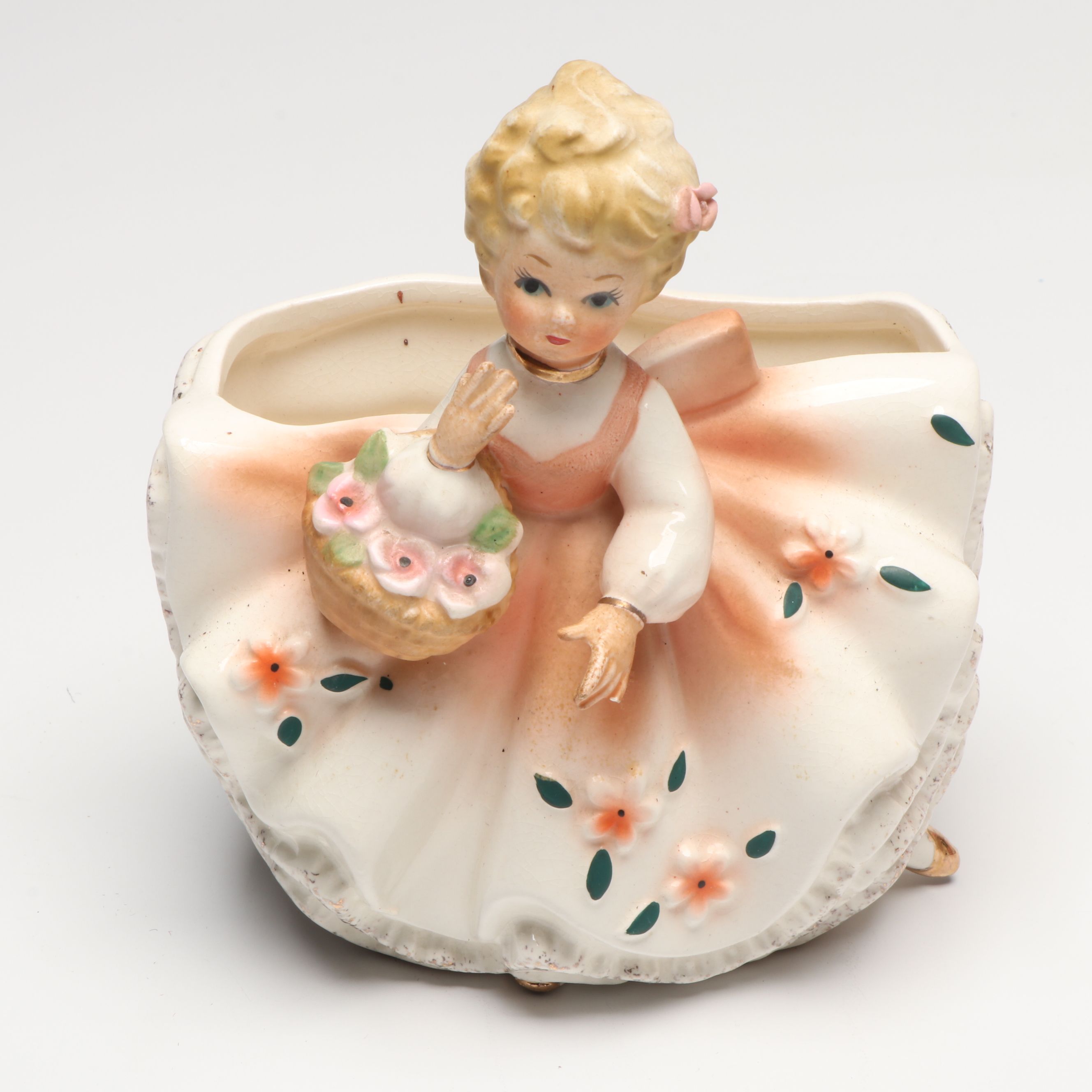 Lefton and Other Porcelain Lady Figurines and Figural Planters