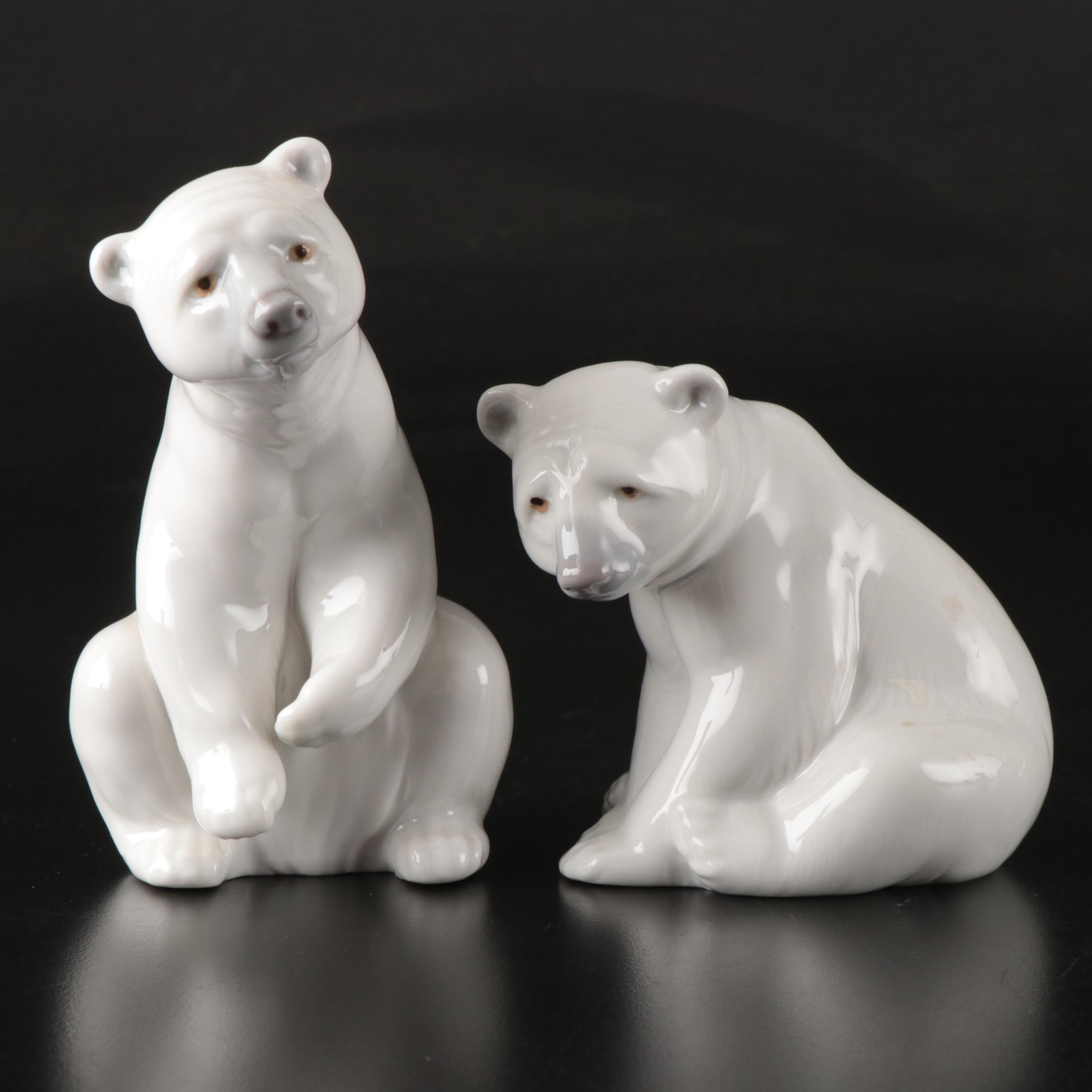 Mats Jonasson Crystal and Lladró Ceramic Polar Bears