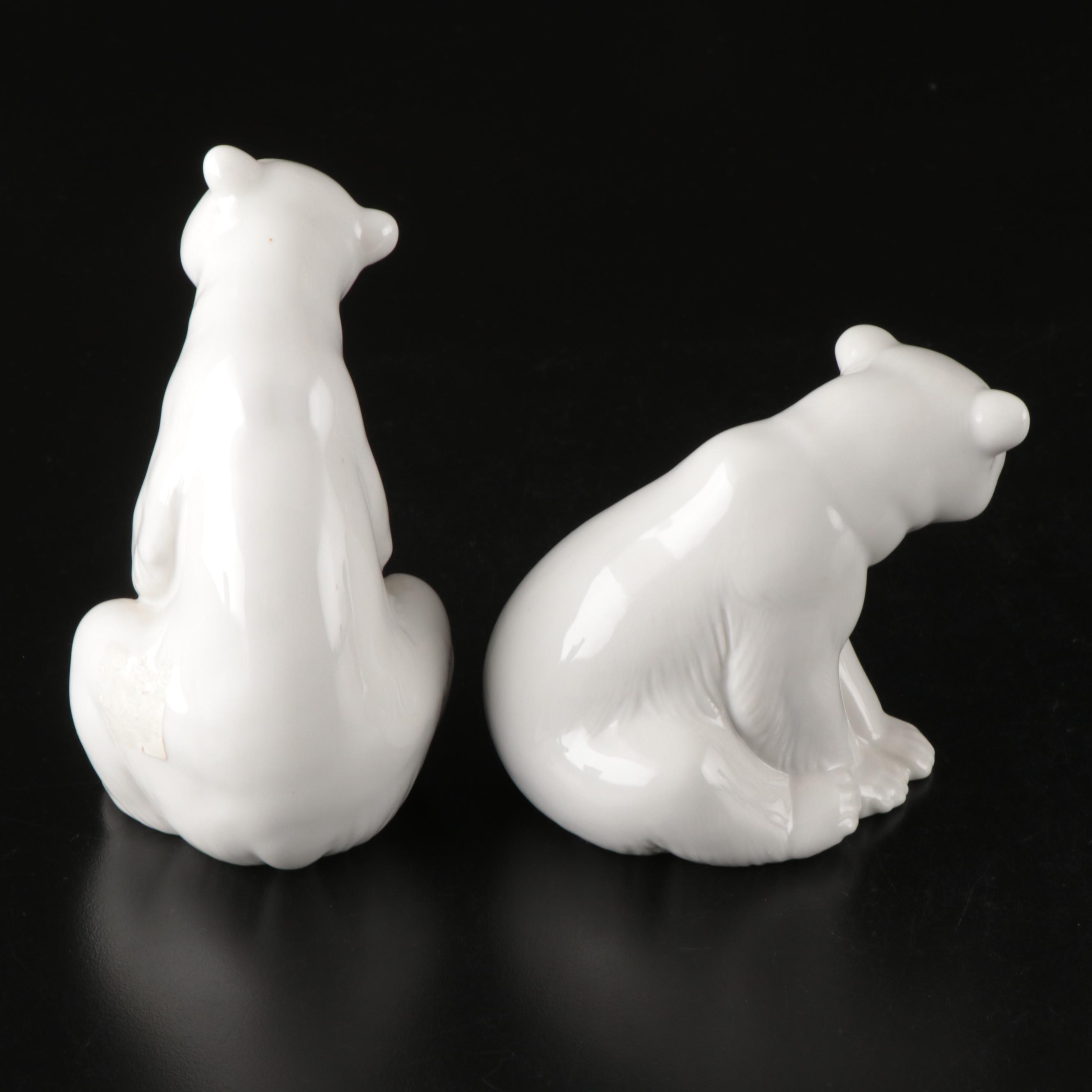 Mats Jonasson Crystal and Lladró Ceramic Polar Bears