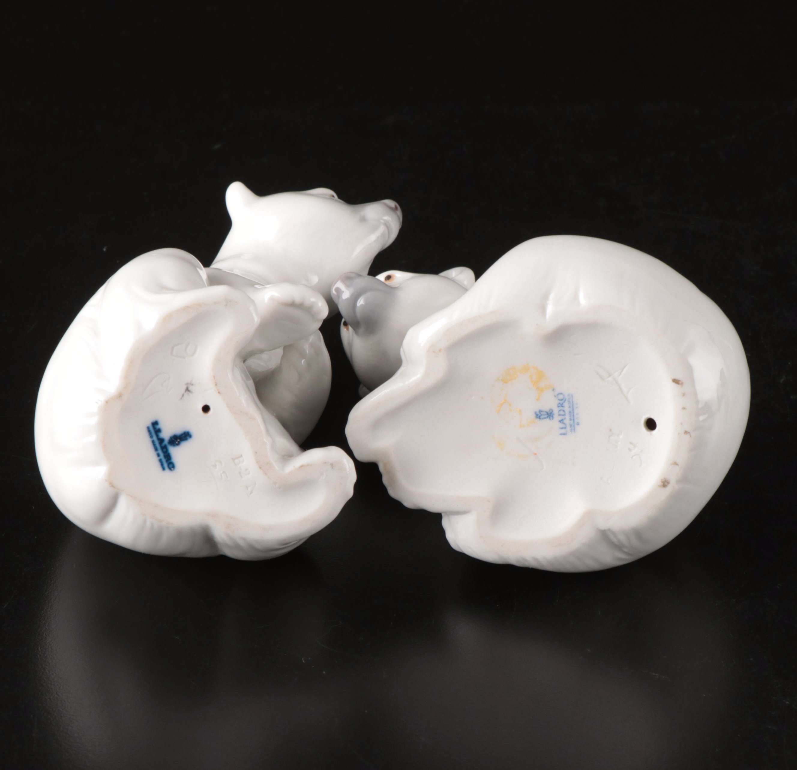 Mats Jonasson Crystal and Lladró Ceramic Polar Bears