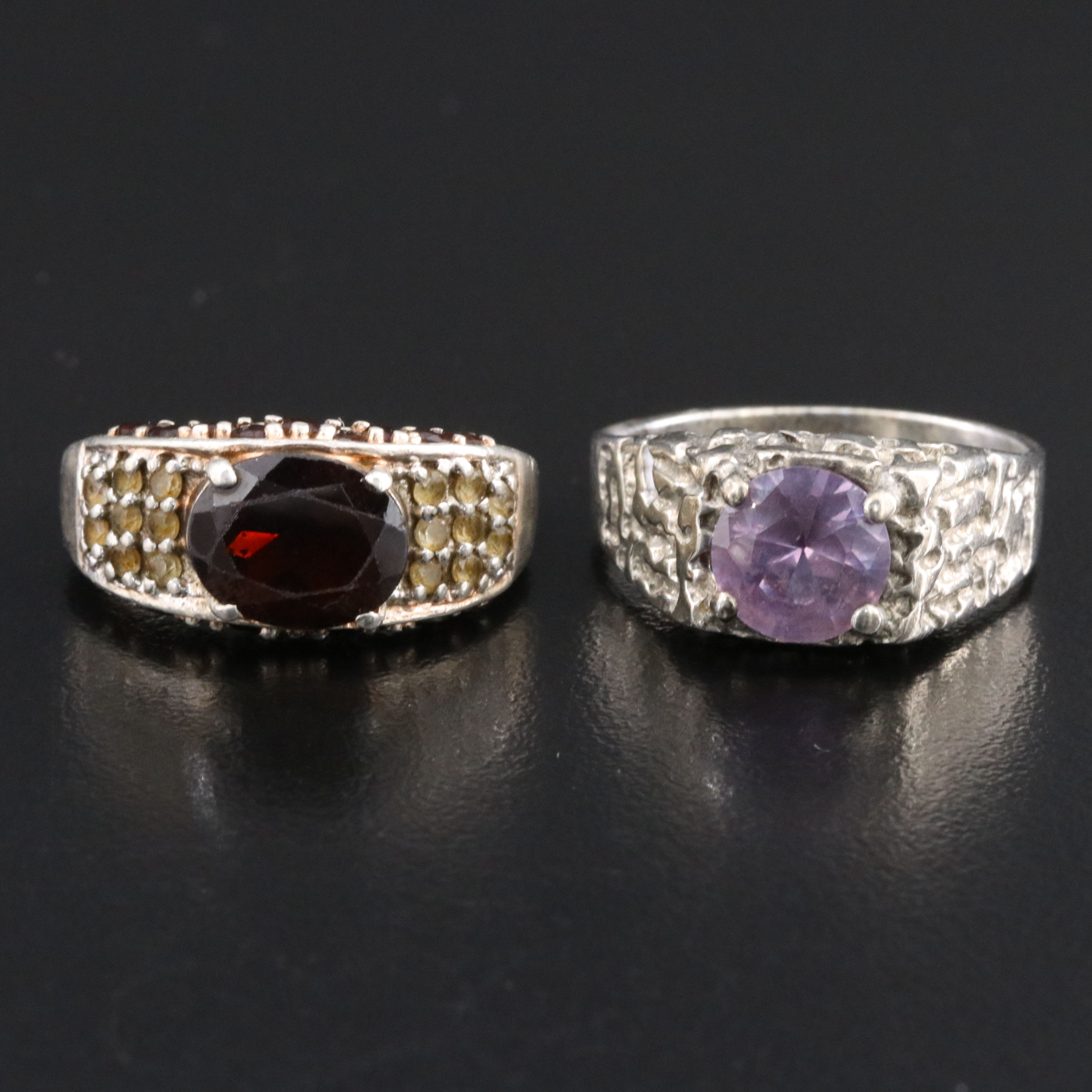 Sterling Ring Collection Featuring Garnet, Ruby and CZ