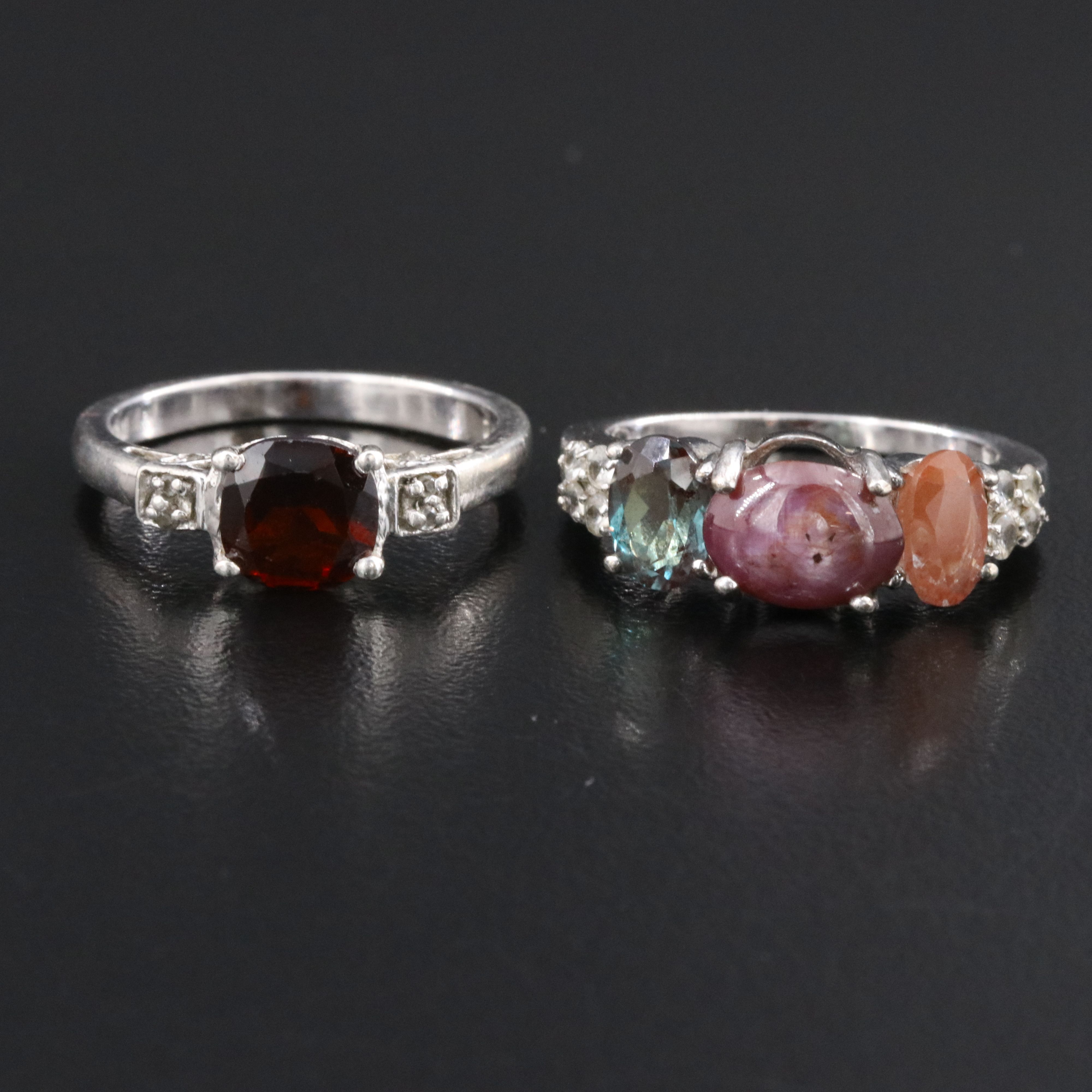 Sterling Ring Collection Featuring Garnet, Ruby and CZ