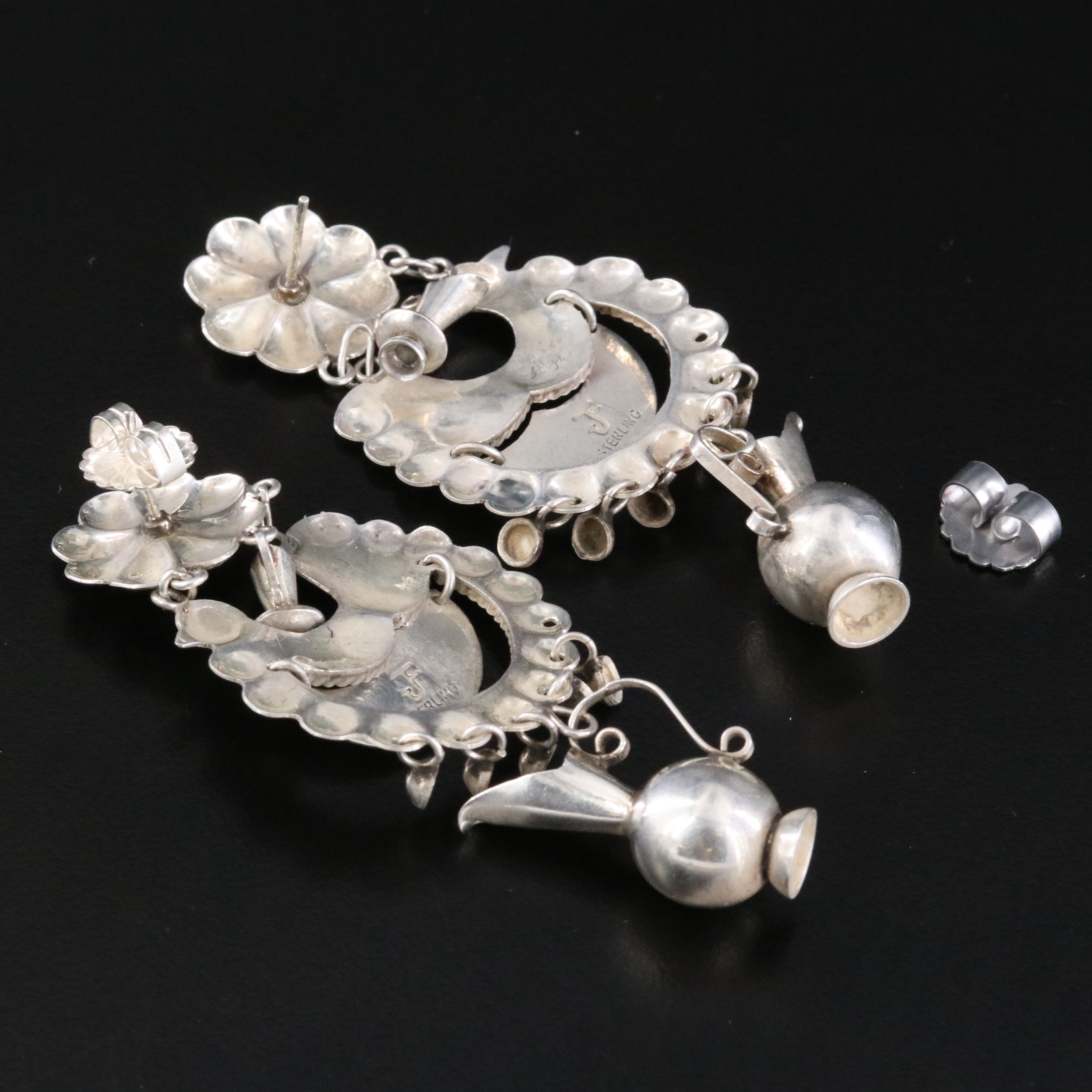 Federico Jiménez Mexican Sterling Turquoise Bird Earrings