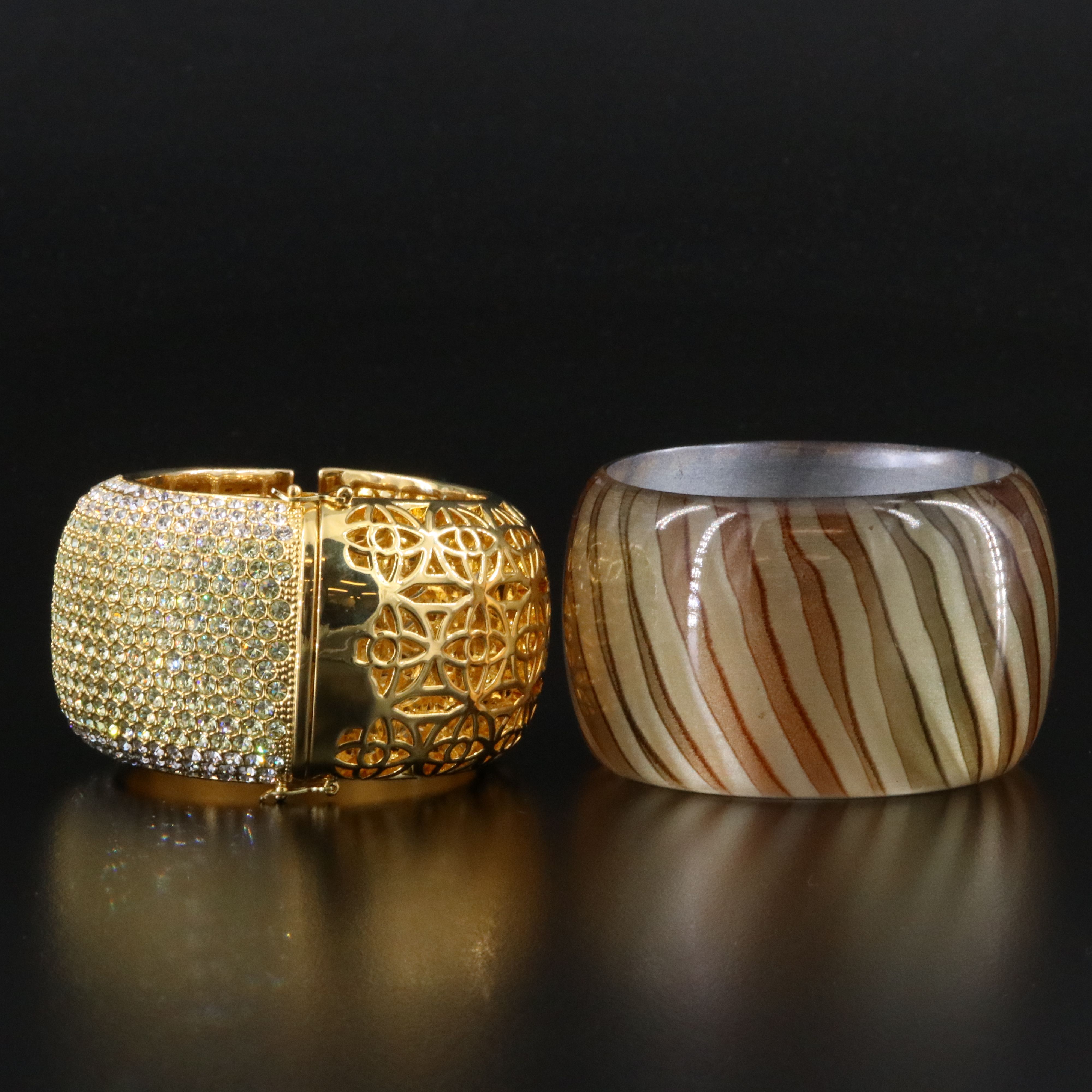 Striped and Rhinestone Bangles