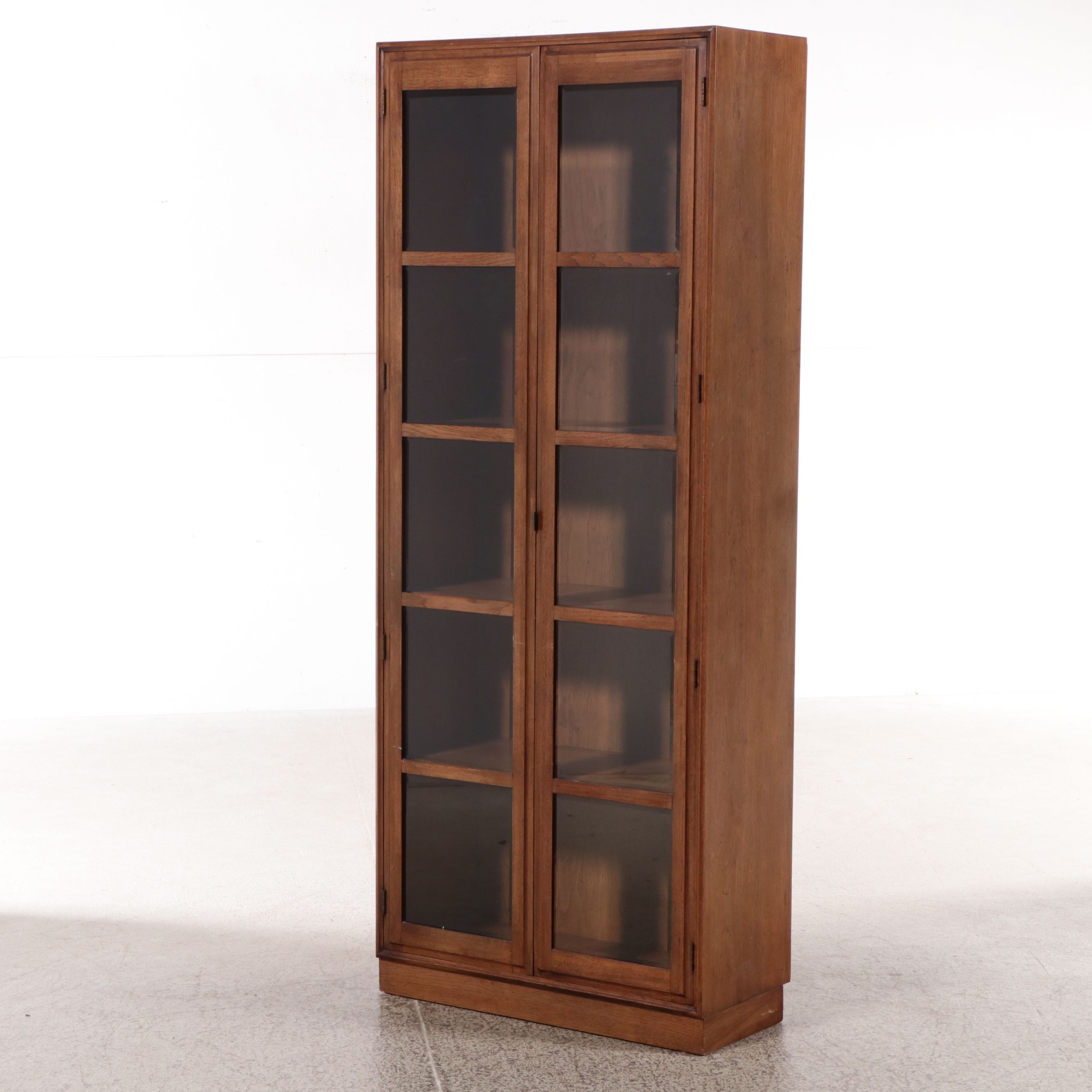 Campaign Style Walnut Display Cabinet, Mid to Late 20th Century