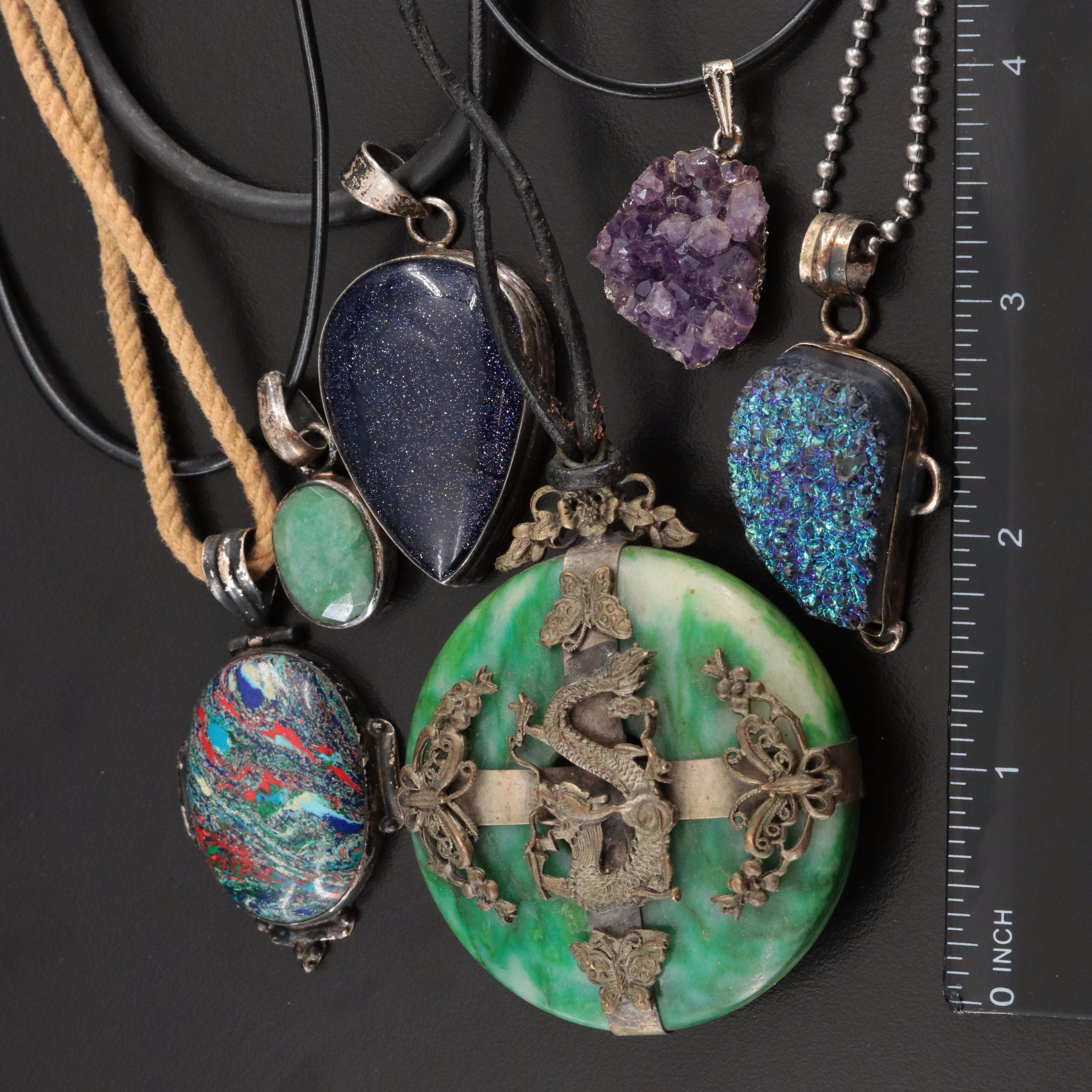 Necklace Collection Featuring Sterling, Goldstone Glass and Amethyst