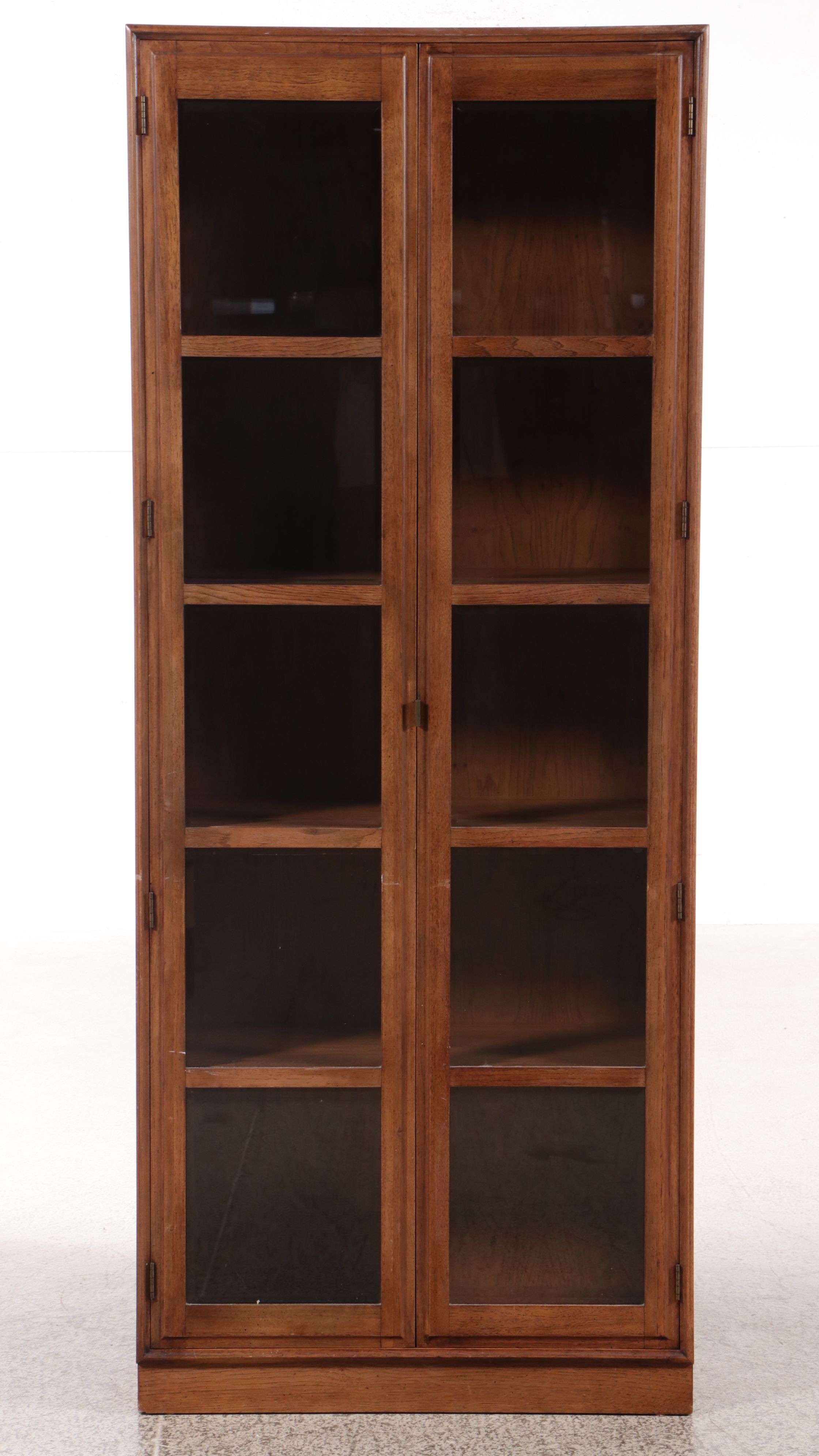 Campaign Style Walnut Display Cabinet, Mid to Late 20th Century
