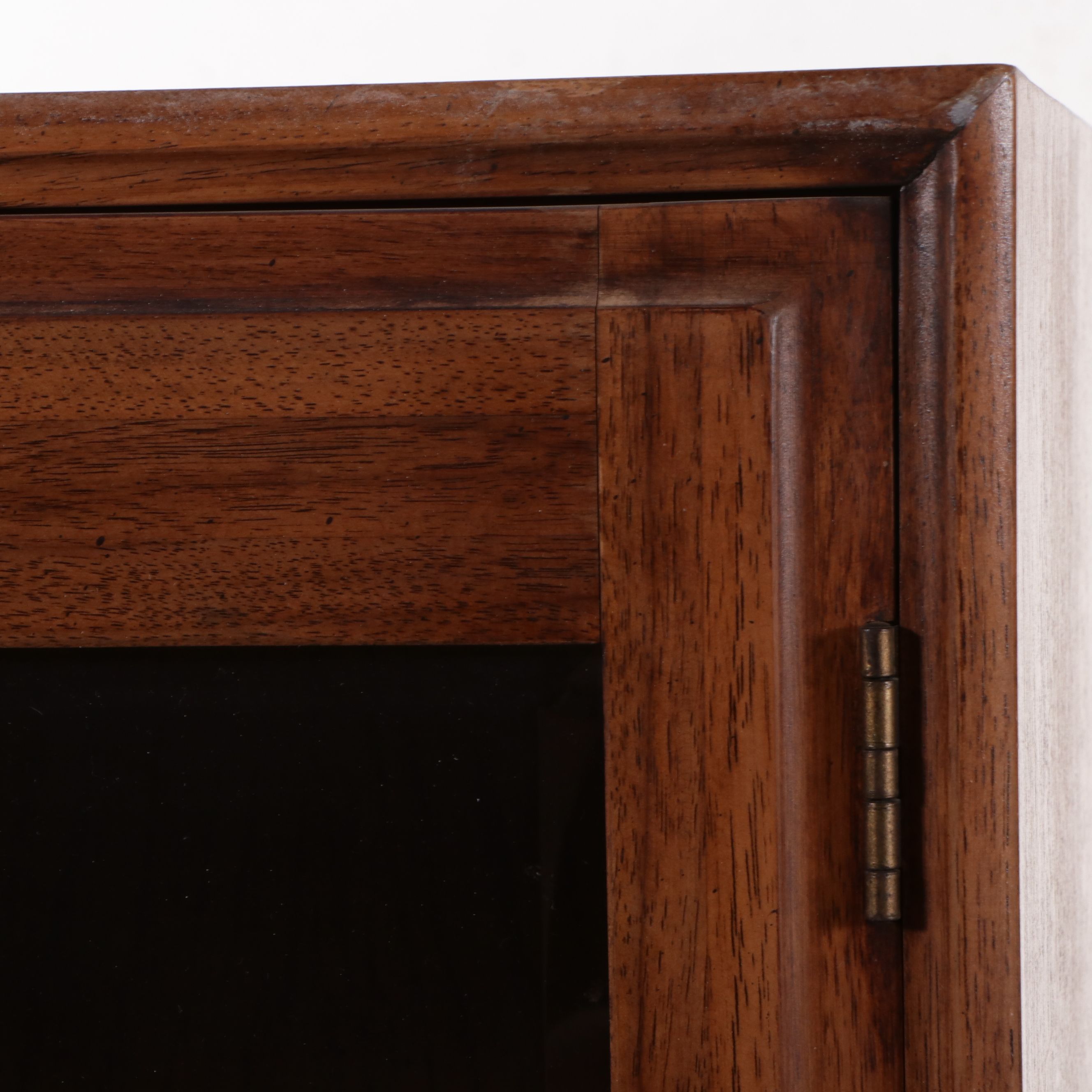 Campaign Style Walnut Display Cabinet, Mid to Late 20th Century