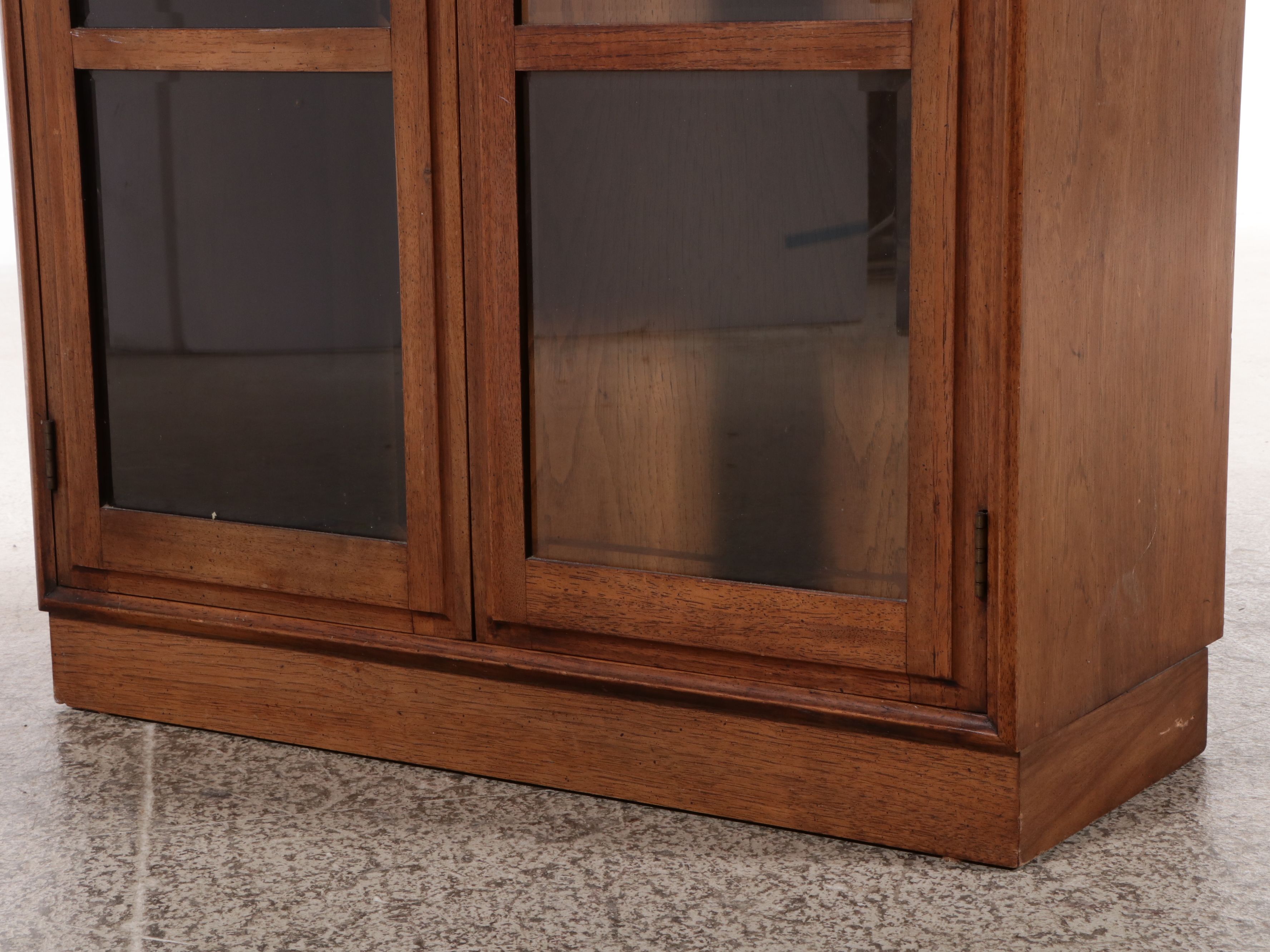 Campaign Style Walnut Display Cabinet, Mid to Late 20th Century