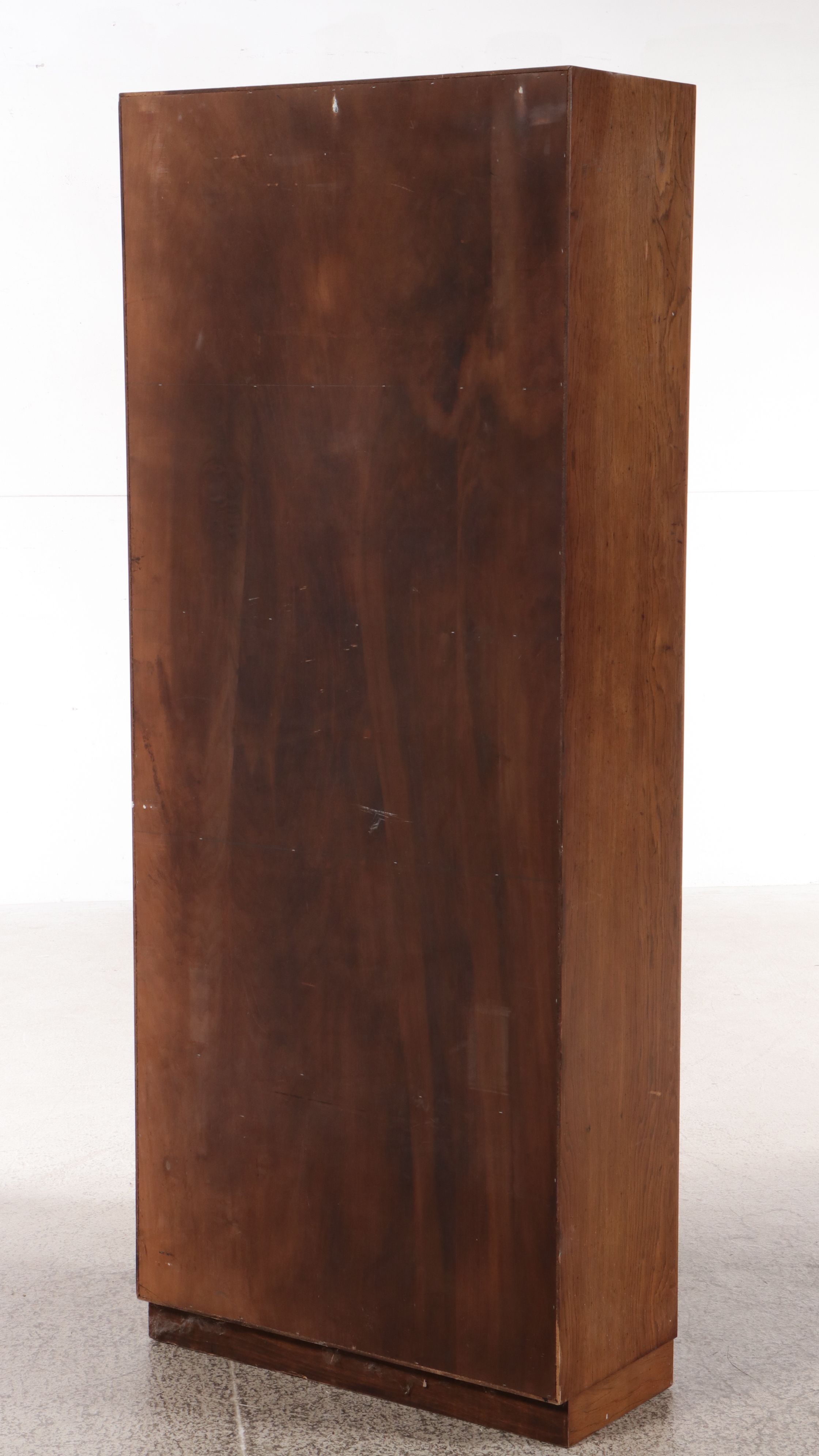 Campaign Style Walnut Display Cabinet, Mid to Late 20th Century