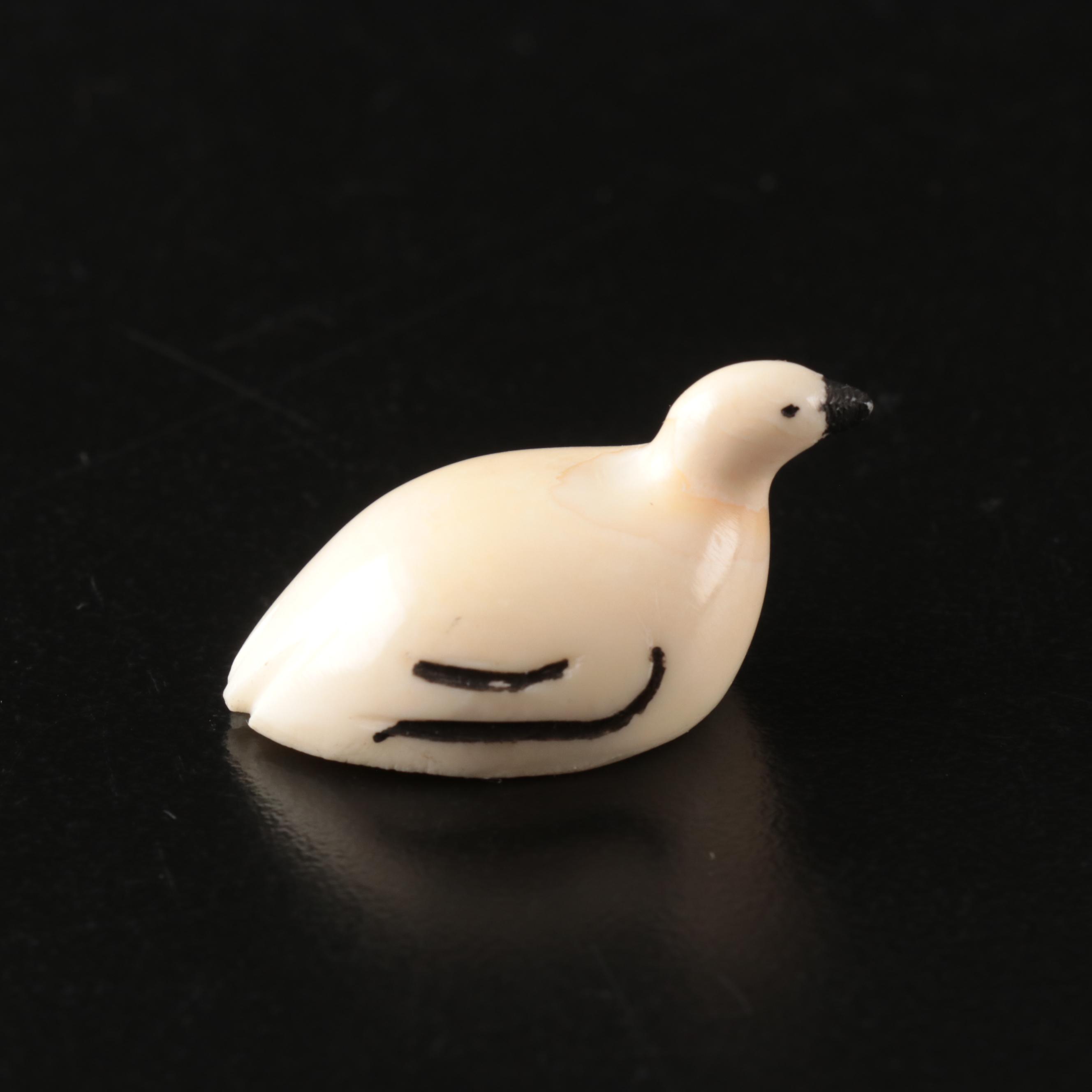 Inuit and Arctic Indigenous Carved Walrus Ivory Hunter in Kayak and Animals