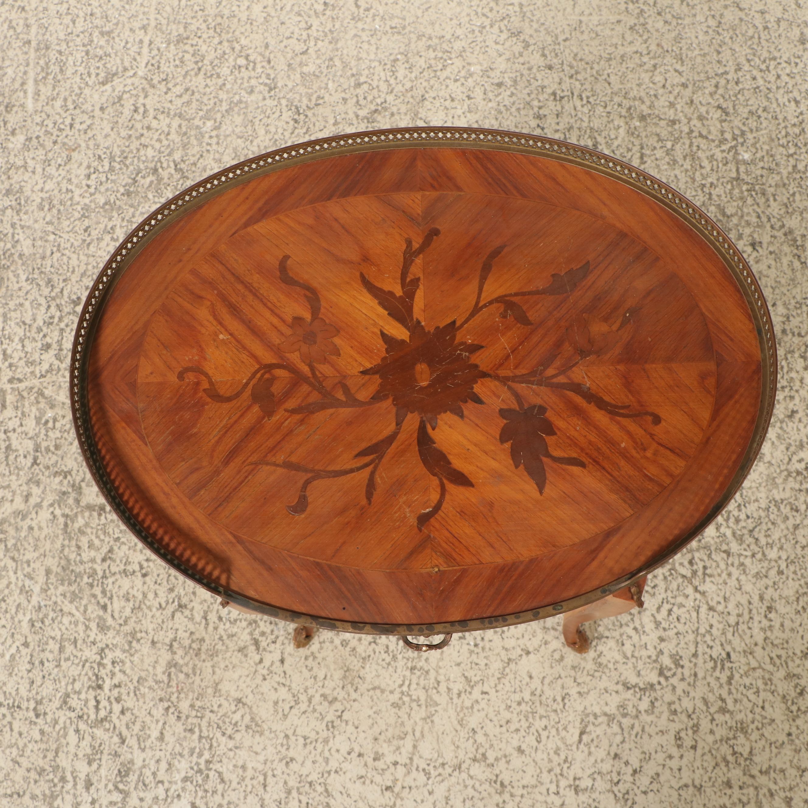 Pair of Louis XV Style Ormolu and Marquetry Inlaid Nightstands, 20th Century