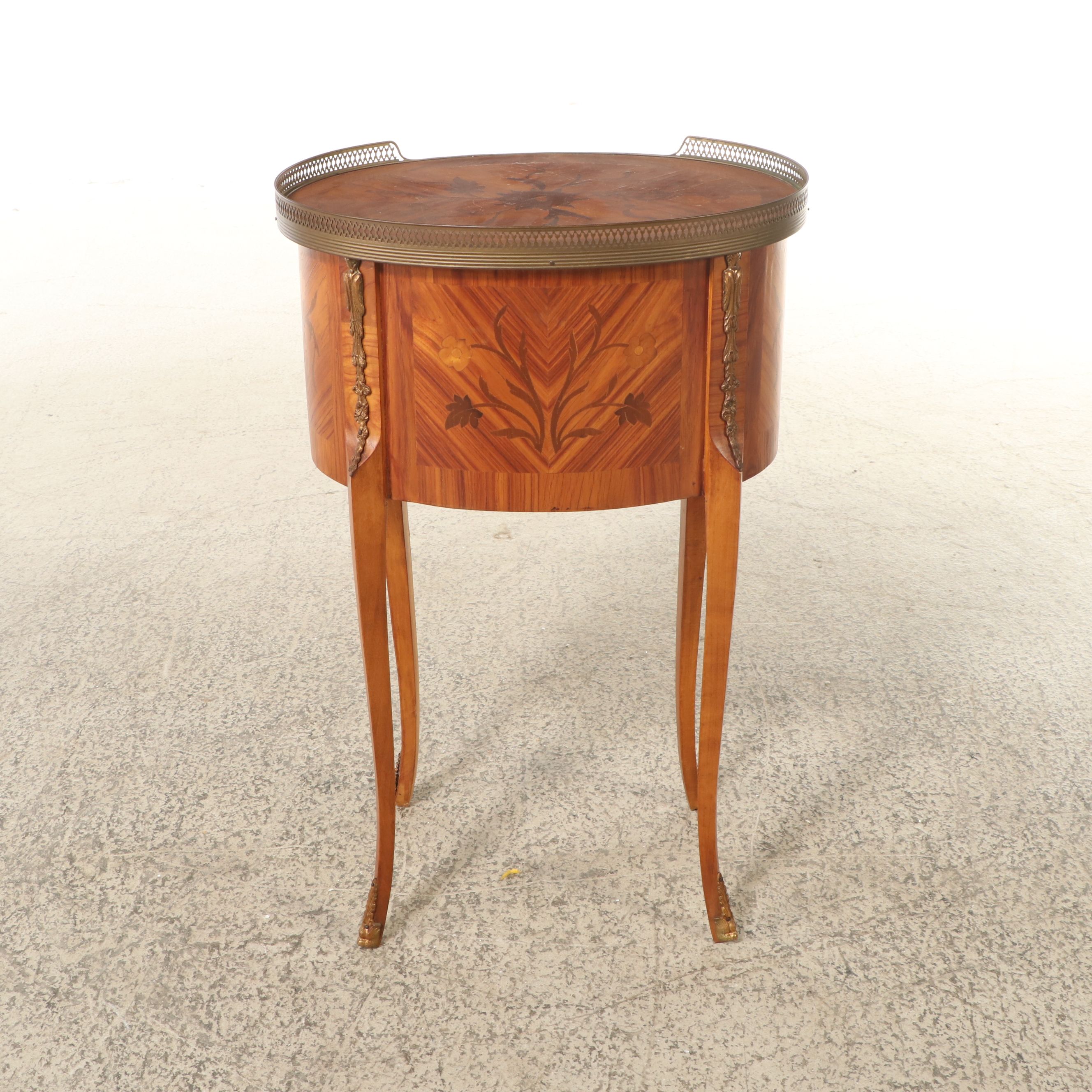 Pair of Louis XV Style Ormolu and Marquetry Inlaid Nightstands, 20th Century