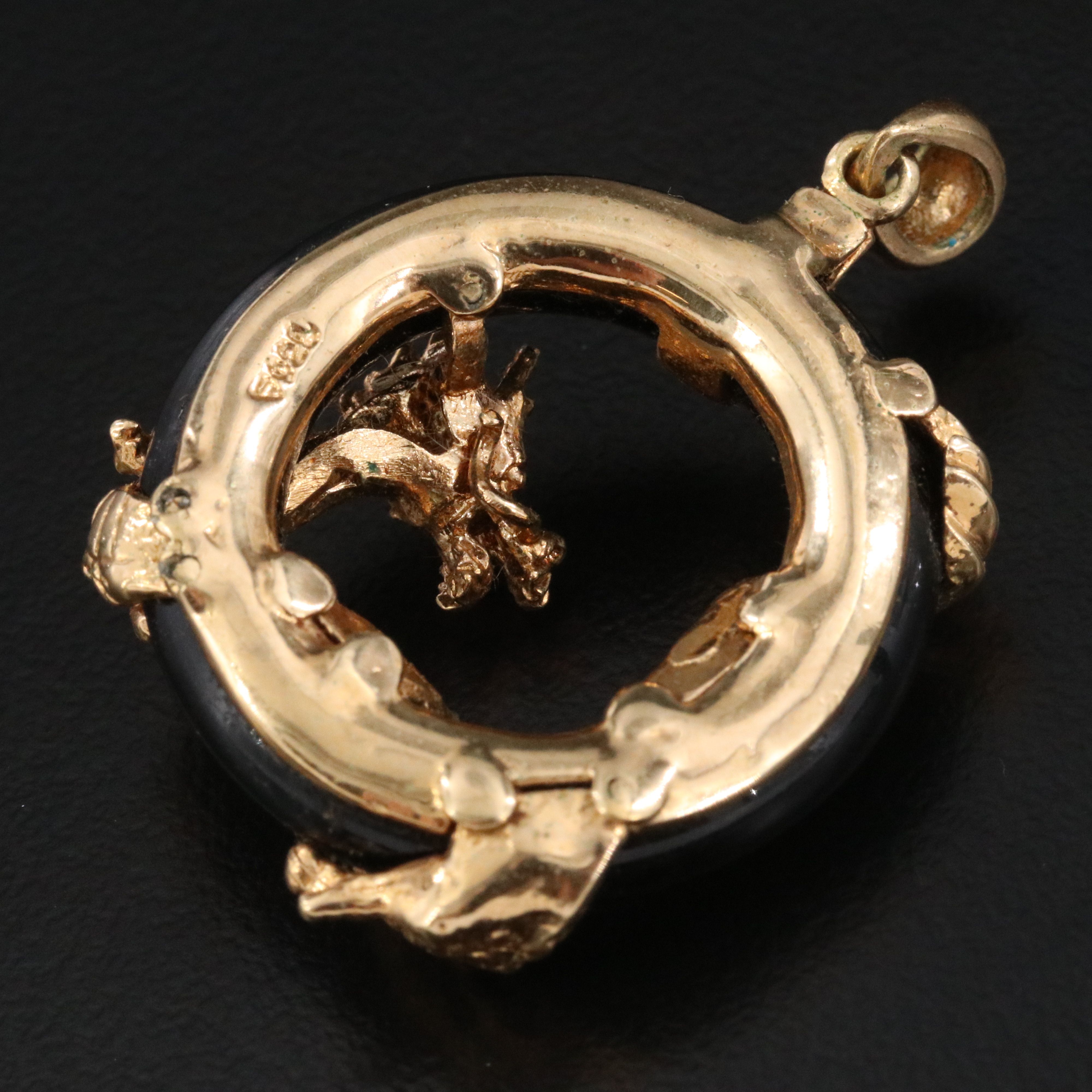 Sterling Black Onyx Dragon Pendant