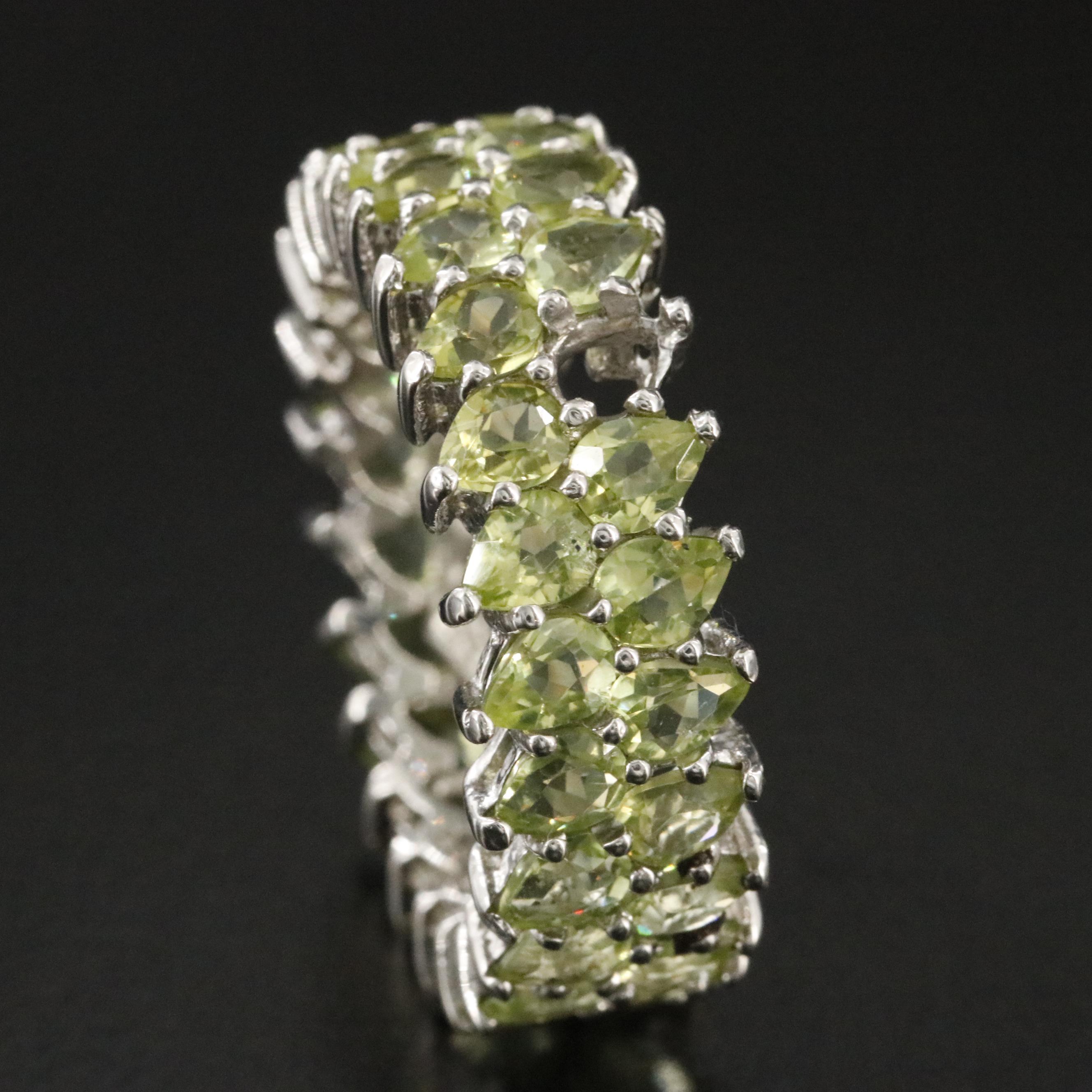 Sterling Peridot Eternity Band