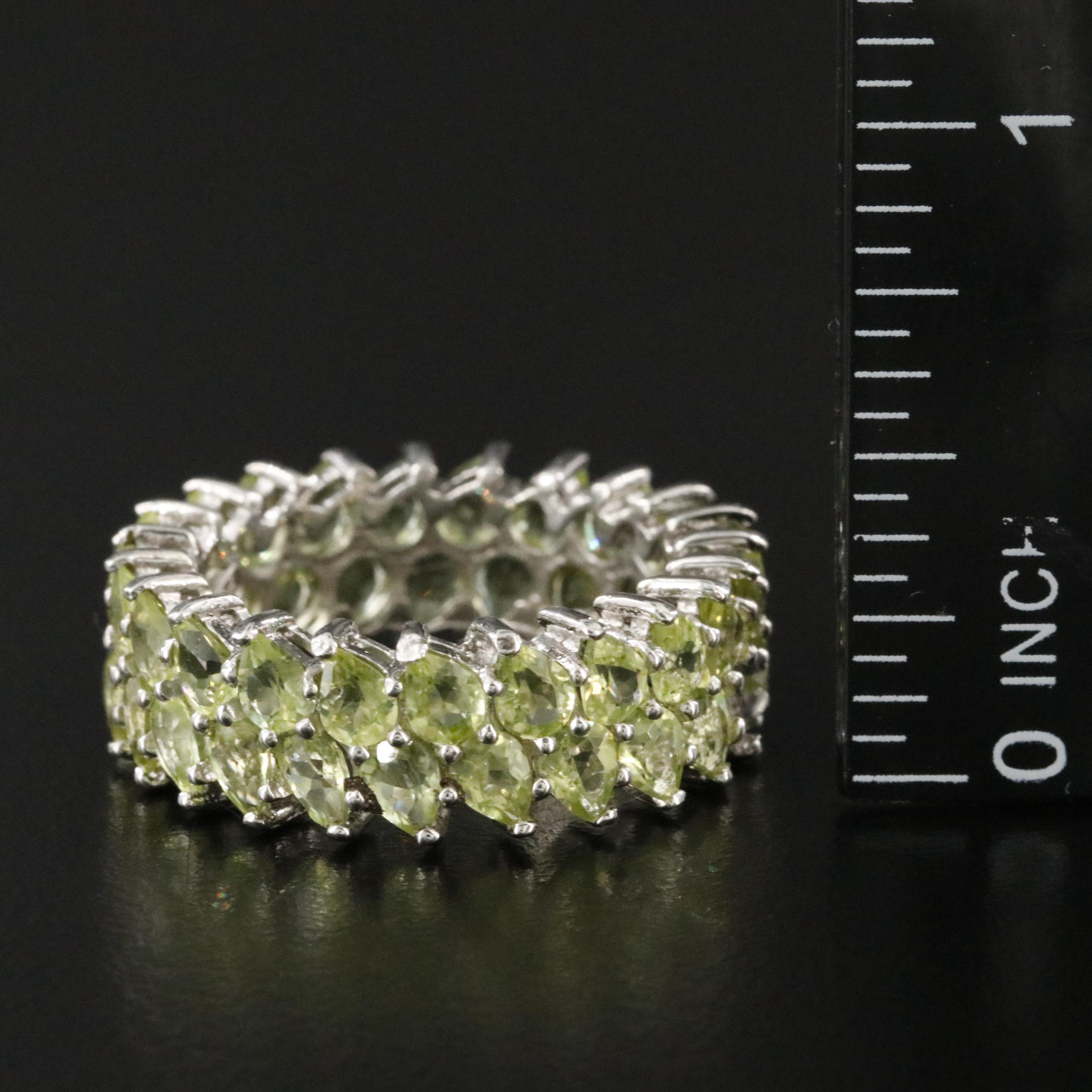 Sterling Peridot Eternity Band