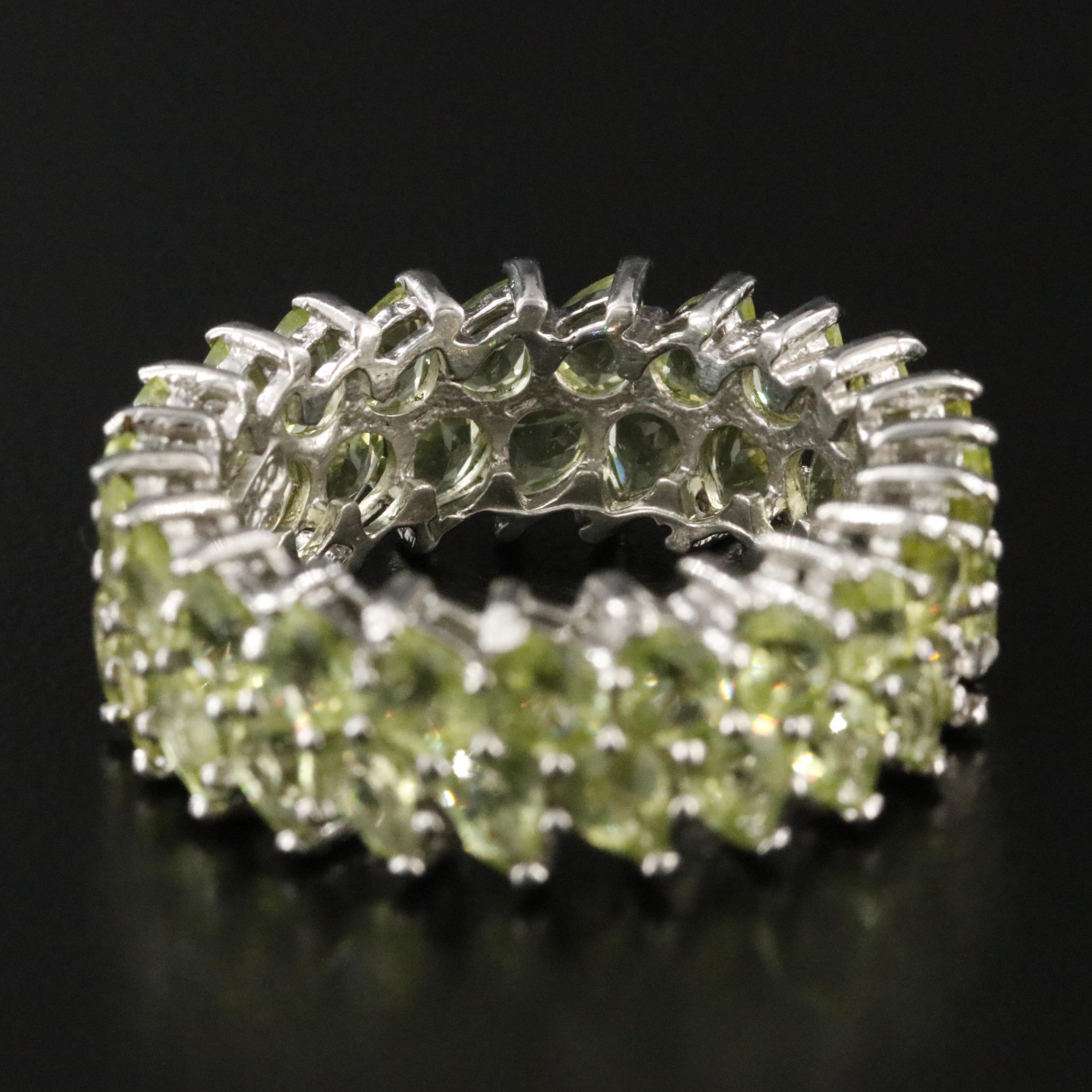 Sterling Peridot Eternity Band