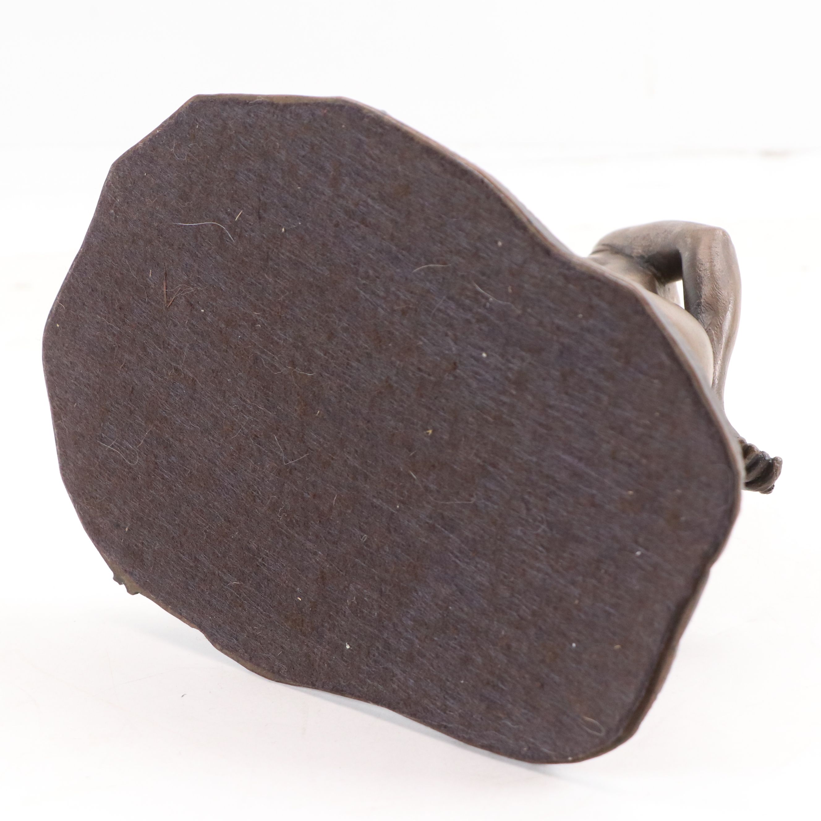 M. Stelzer Cast Spelter Sculpture of Kneeling Figure with Flowers